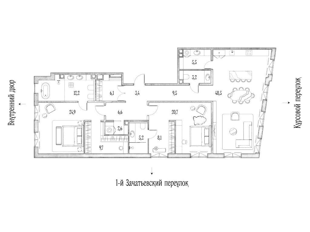 Планировка: 3-комн. квартира 169.70 м² в новостройке Аннабелс