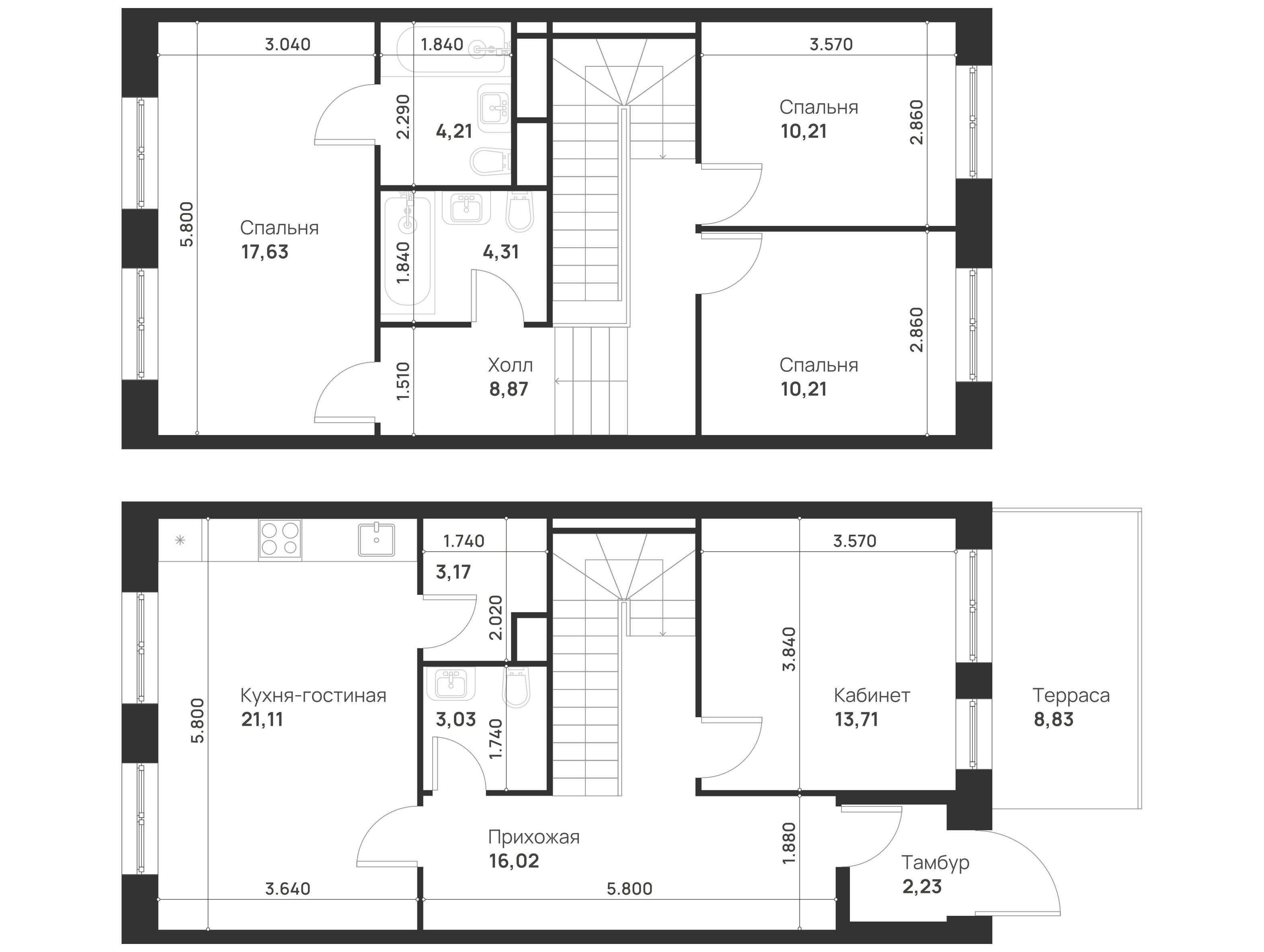 Планировка: 3-комн. квартира 117.36 м² в новостройке Талисман на Рокоссовского