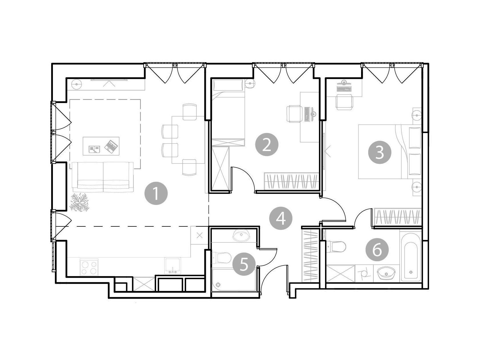 Планировка: 3-комн. квартира 80.97 м² в новостройке Эвопарк Сокольники