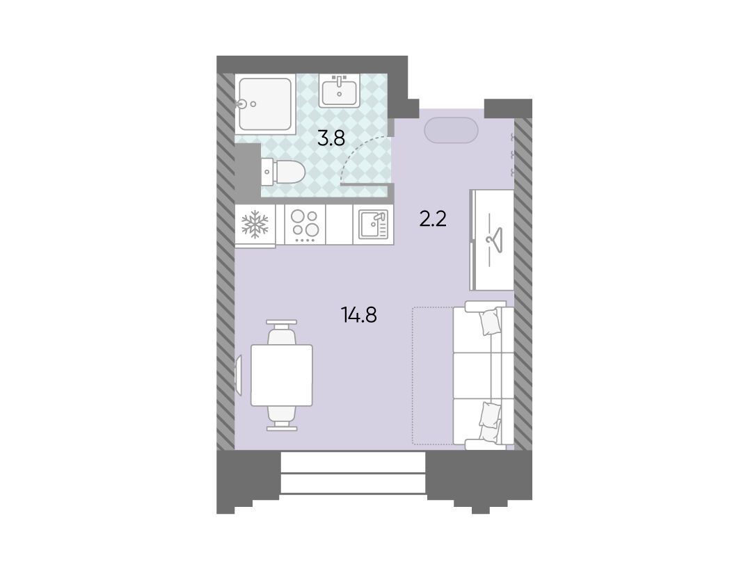 Планировка: Студия 20.80 м² в новостройке ЖК ЗИЛАРТ