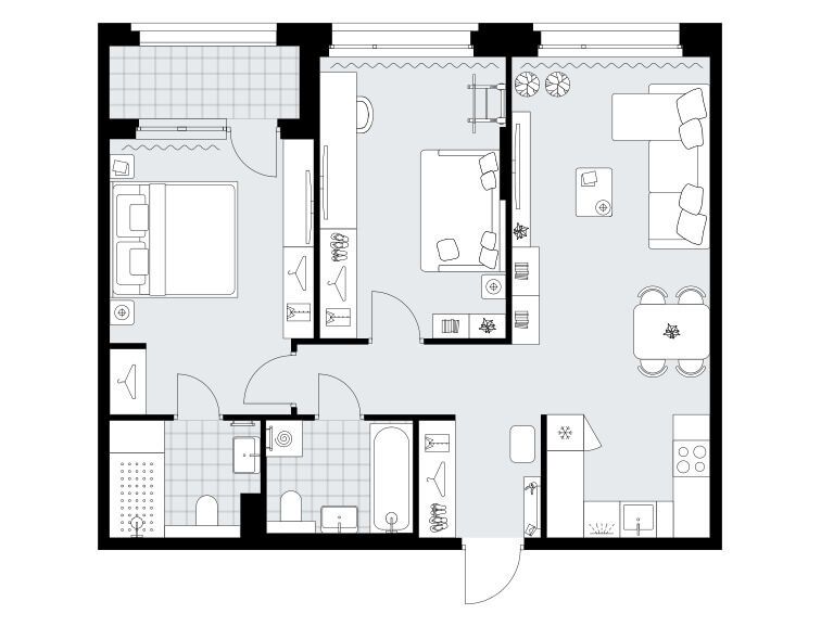 Планировка: 2-комн. квартира 72.00 м² в новостройке Хольм