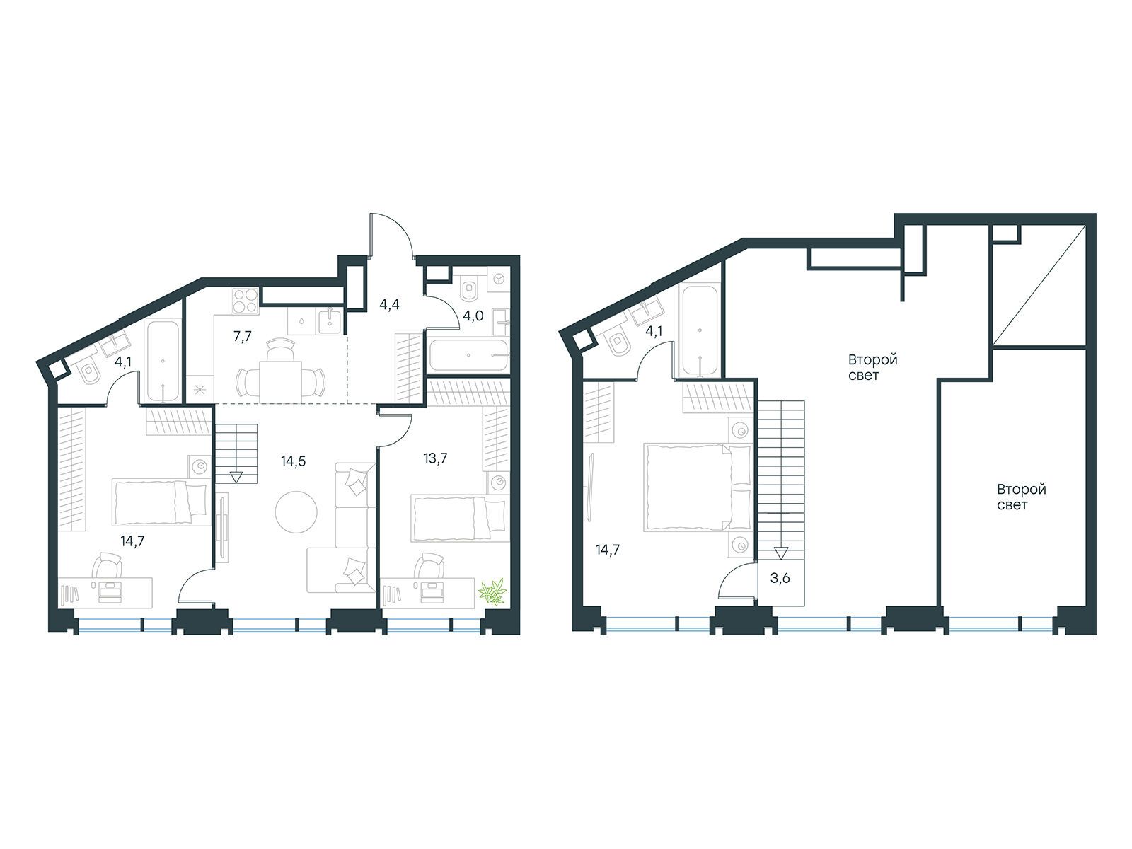 Планировка: 3-комн. квартира 85.50 м² в новостройке ЖК Левел Академическая
