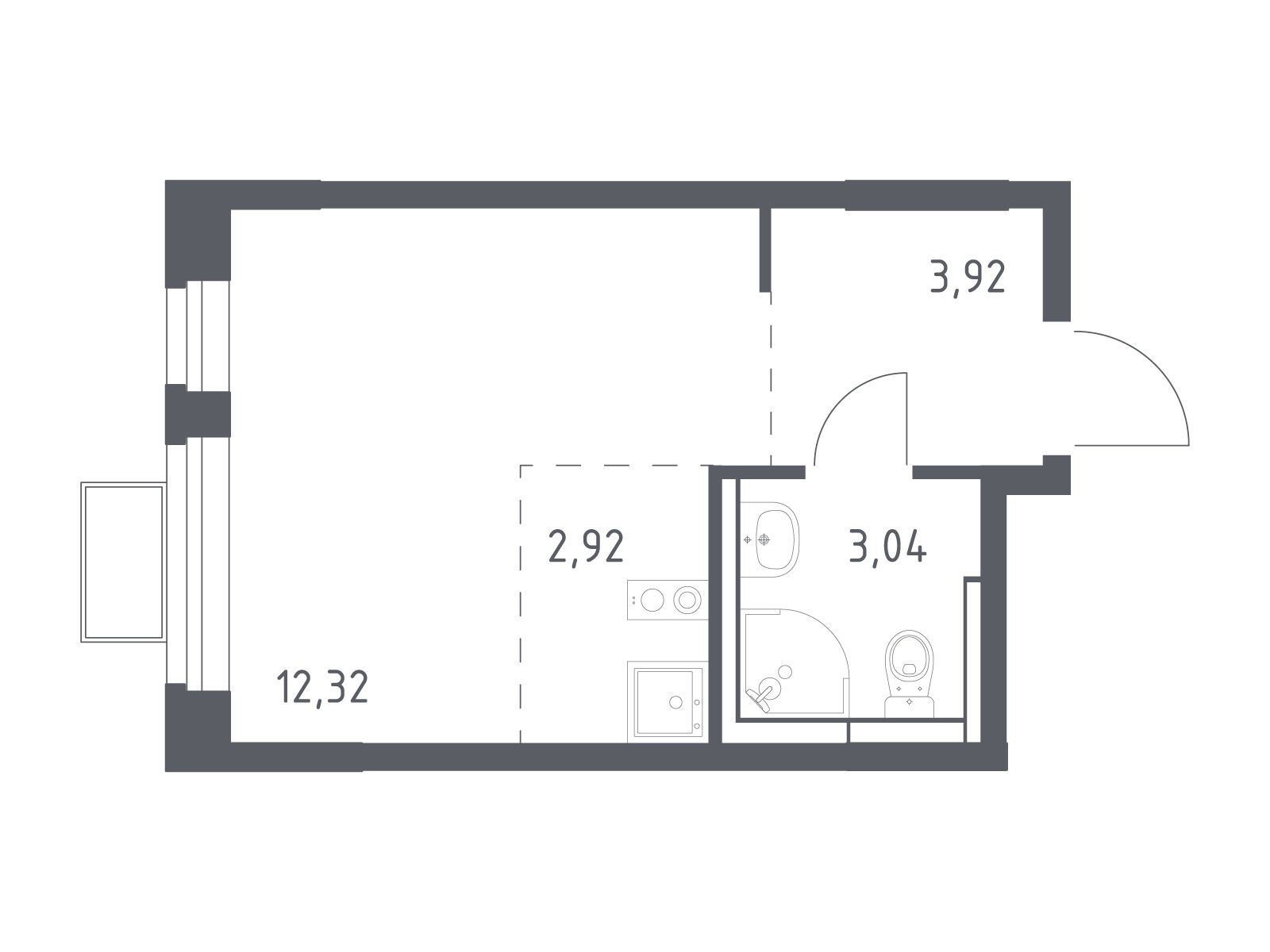 Планировка: Студия 22.10 м² в новостройке Новое Видное