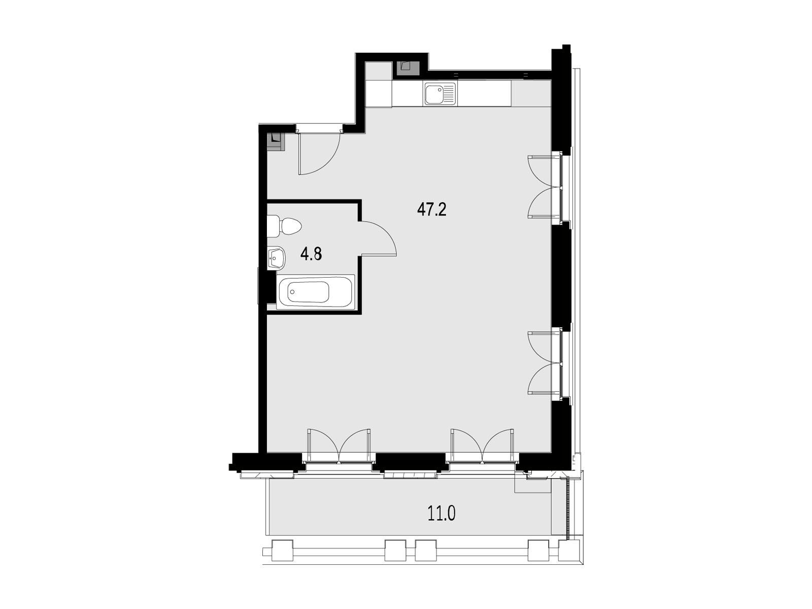 Планировка: 1-комн. квартира 63.80 м² в новостройке Wellton SPA Residence