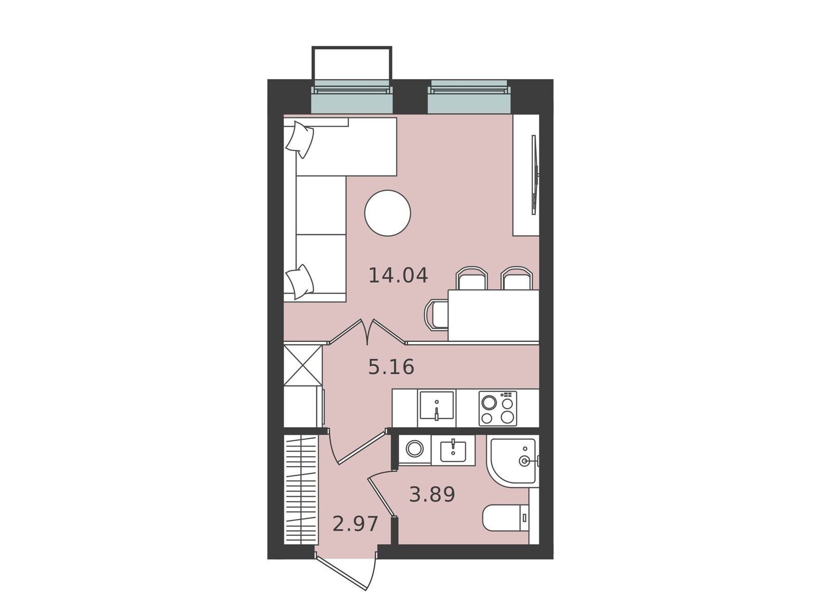 Планировка: Студия 26.06 м² в новостройке Мишино-2