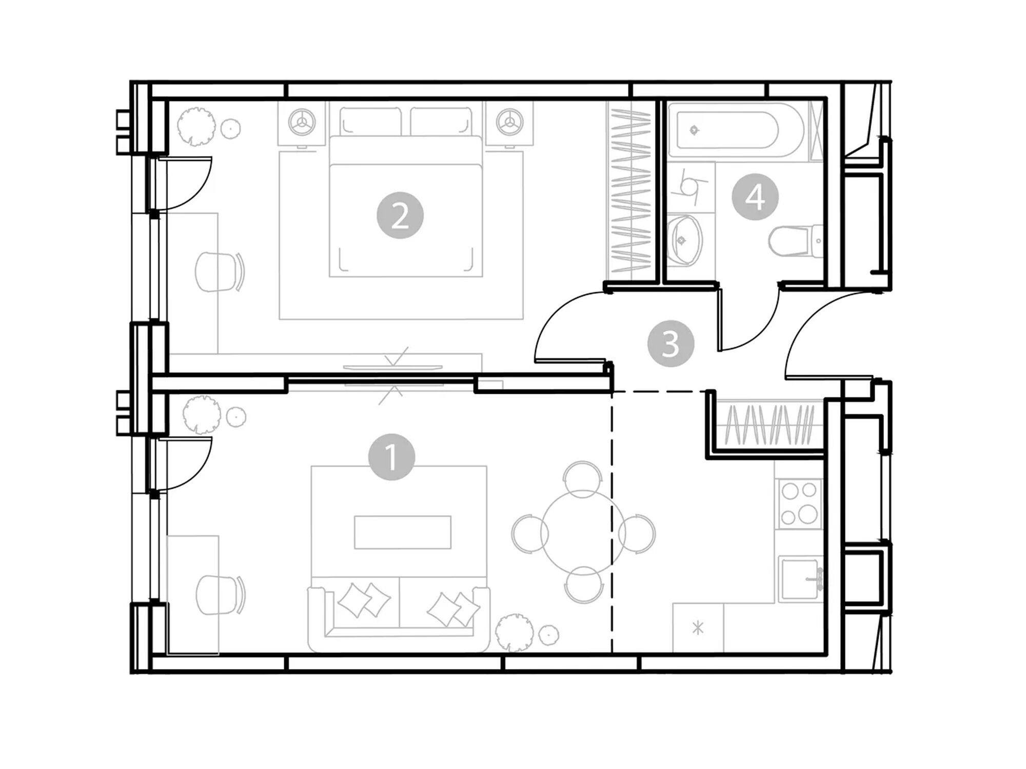 Планировка: 2-комн. квартира 49.87 м² в новостройке Эвопарк Измайлово