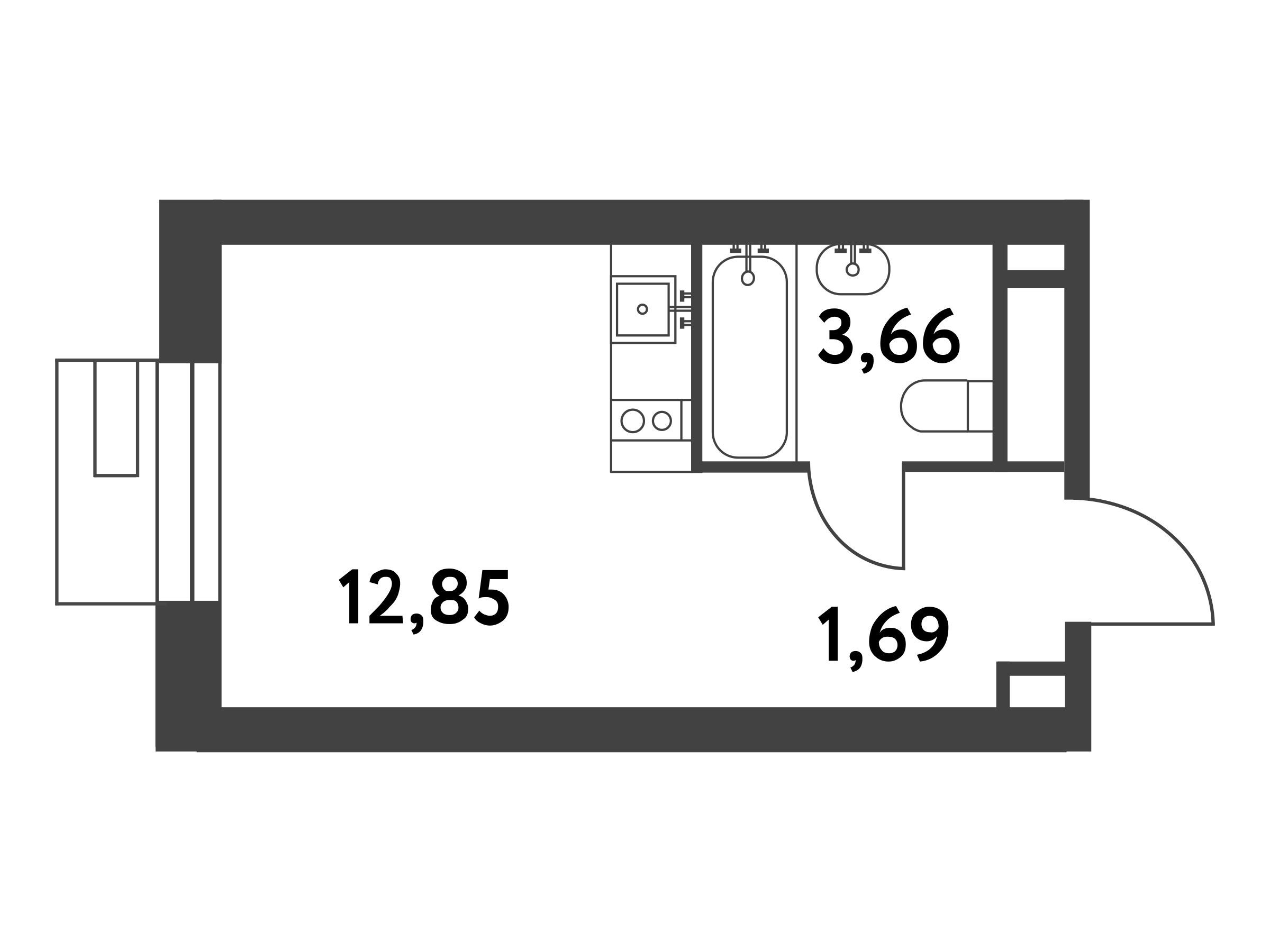 Планировка: Студия 21.20 м² в новостройке Смарт Гарден