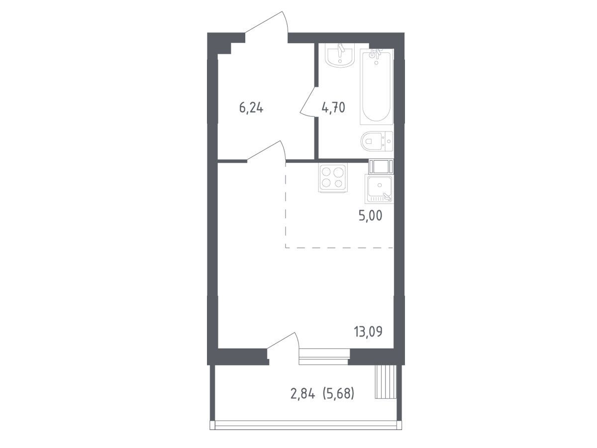Планировка: Студия 31.60 м² в новостройке Егорово Парк