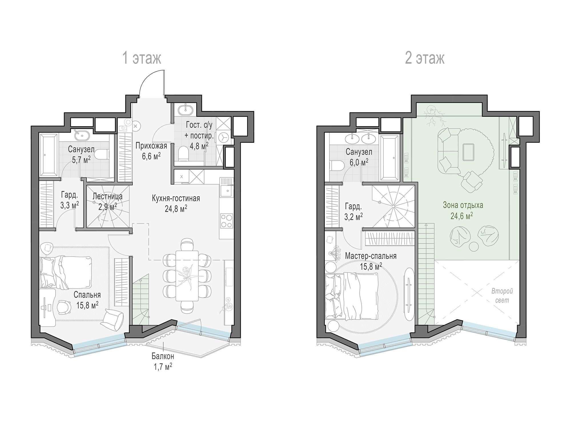 Планировка: 2-комн. квартира 90.10 м² в новостройке Тишинский бульвар