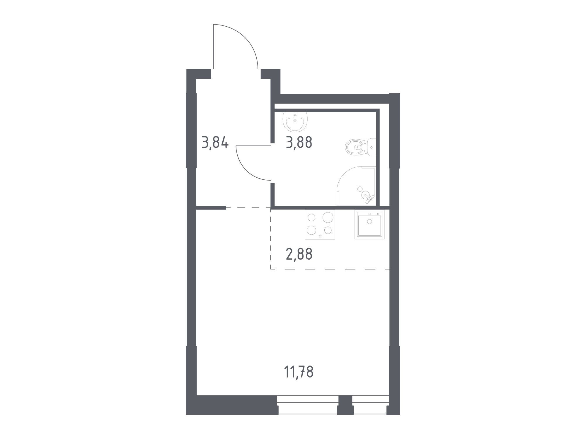 Планировка: Студия 22.38 м² в новостройке Невская долина