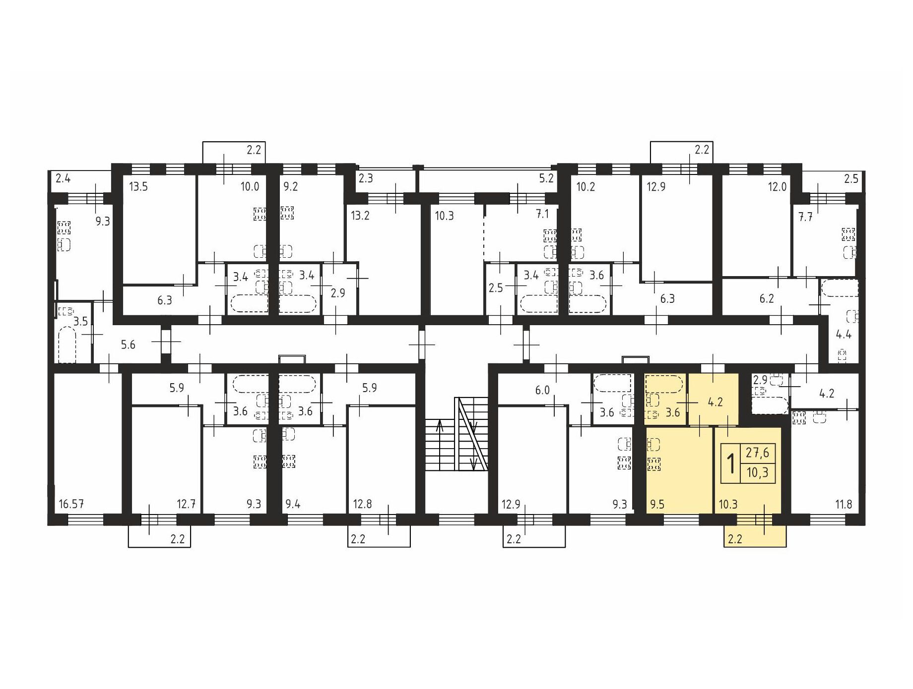 Планировка: Студия 27.60 м² в новостройке Щегловская усадьба