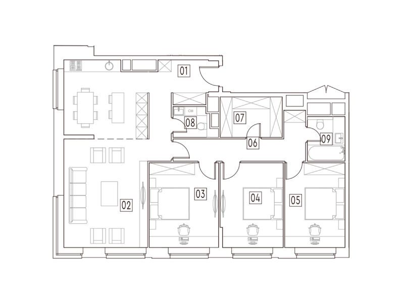 Планировка: 4-комн. квартира 110.90 м² в новостройке МейнСтрит