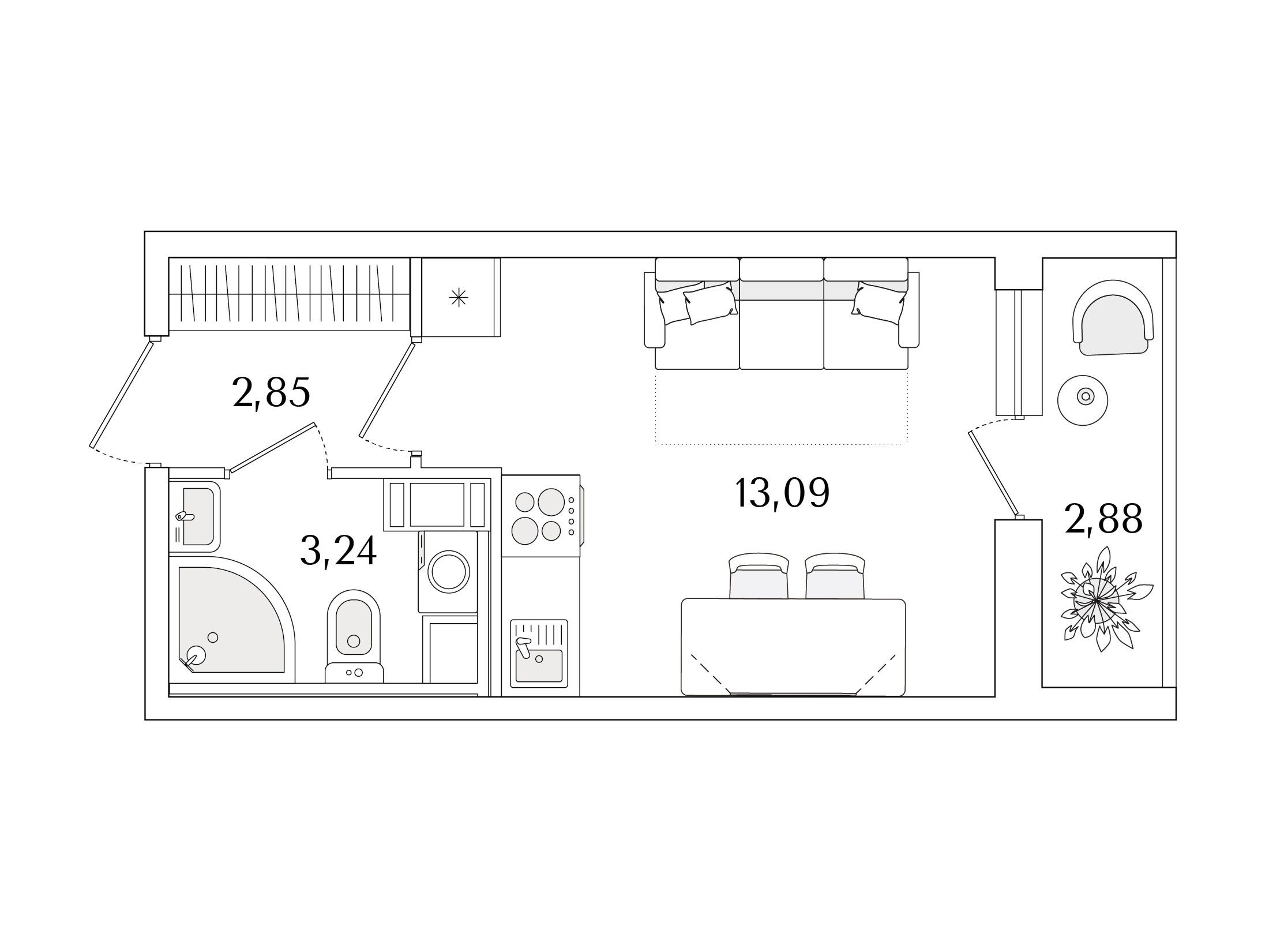 Планировка: Студия 20.62 м² в новостройке Кинопарк