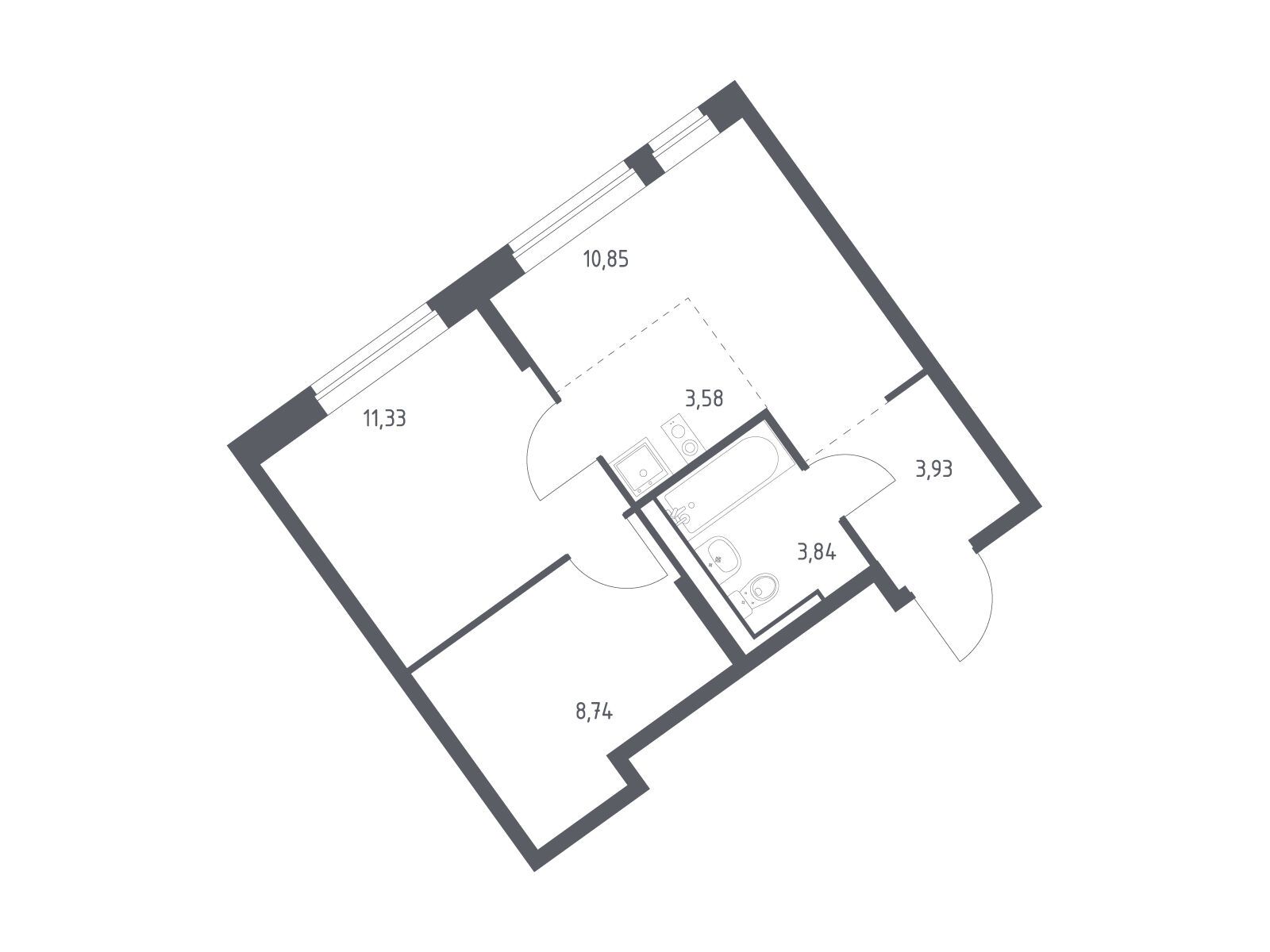 Планировка: 1-комн. квартира 42.27 м² в новостройке ЖК Молжаниново