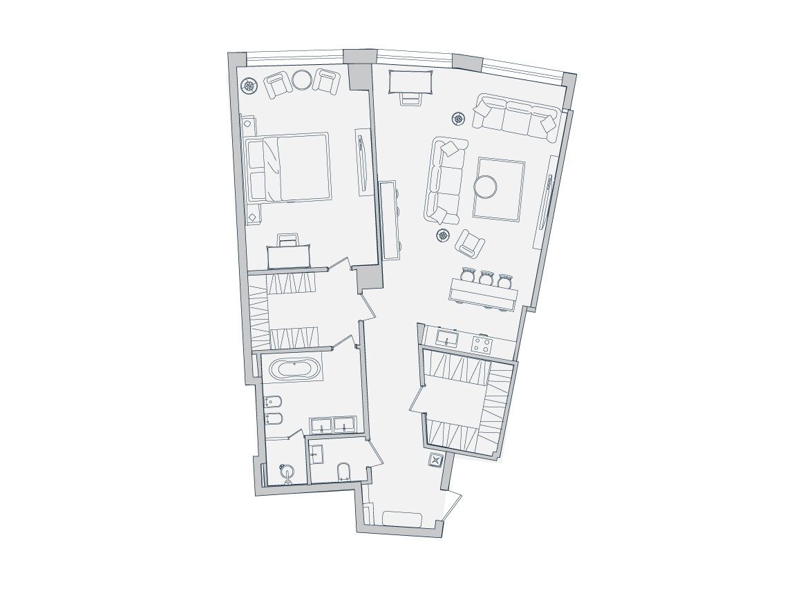Планировка: 1-комн. квартира 122.20 м² в новостройке ЖК Звезды Арбата
