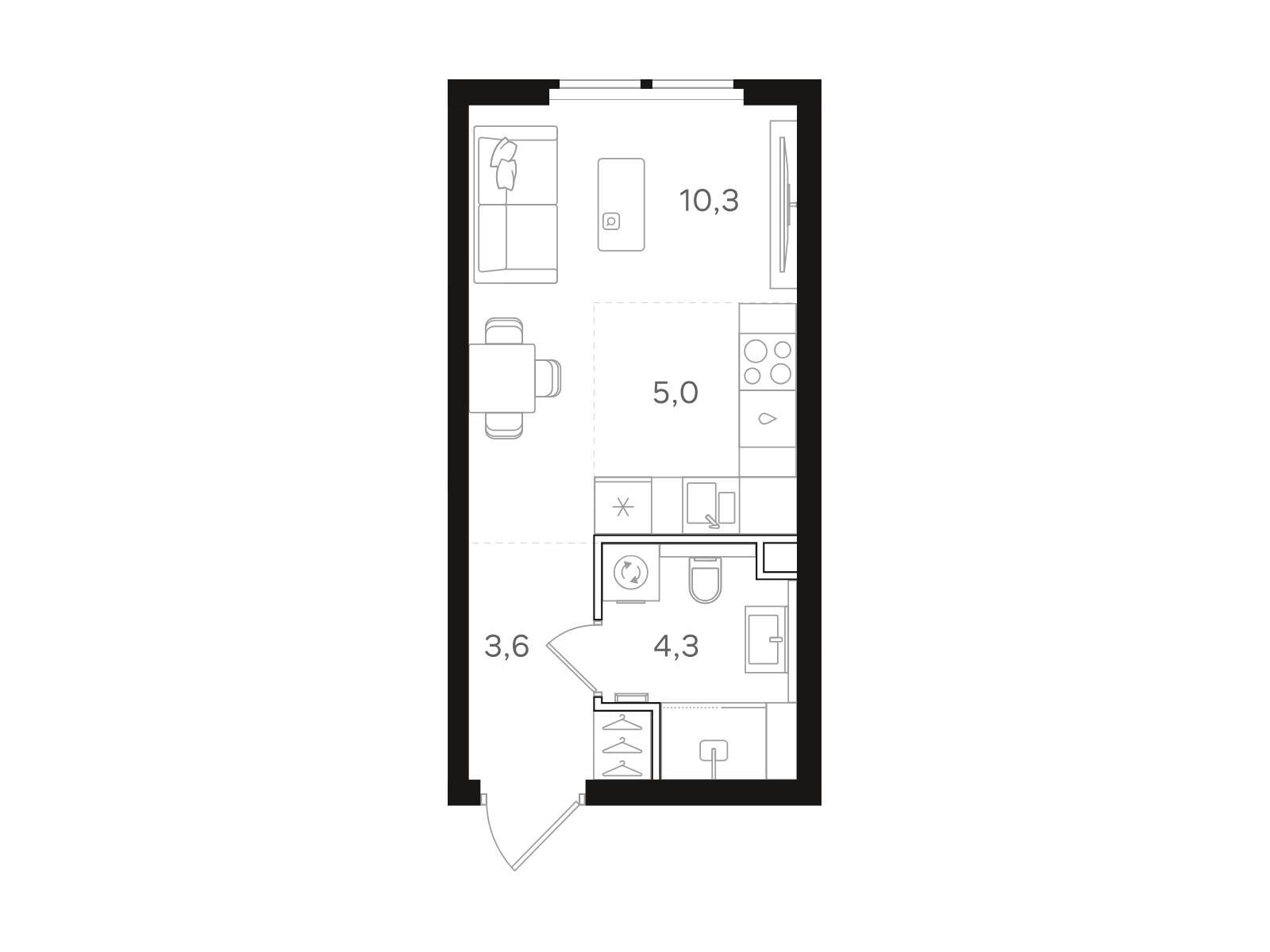 Планировка: Студия 23.20 м² в новостройке НАЗАРÉ