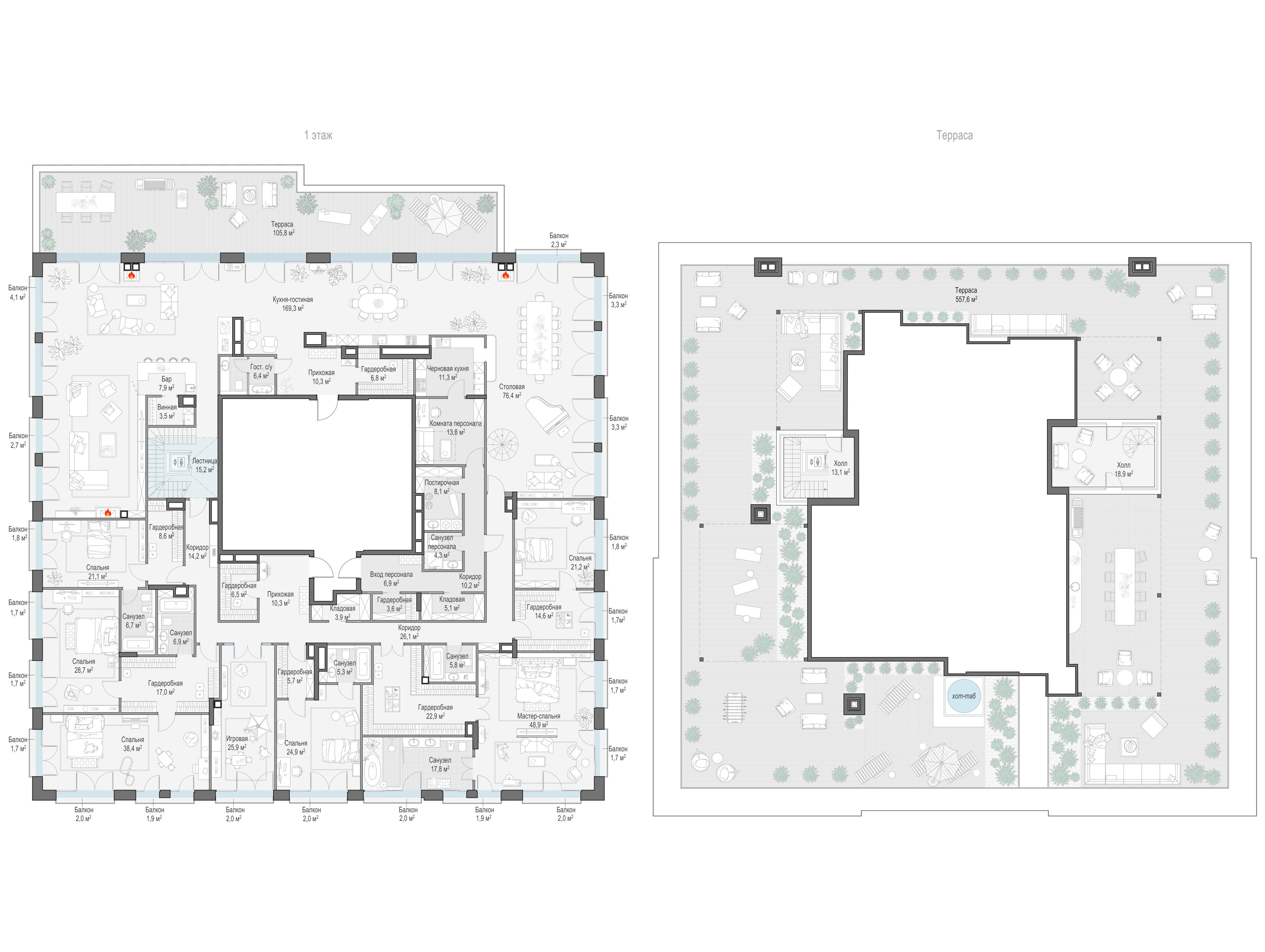 Планировка: 6-комн. квартира 781.60 м² в новостройке Обыденский №1