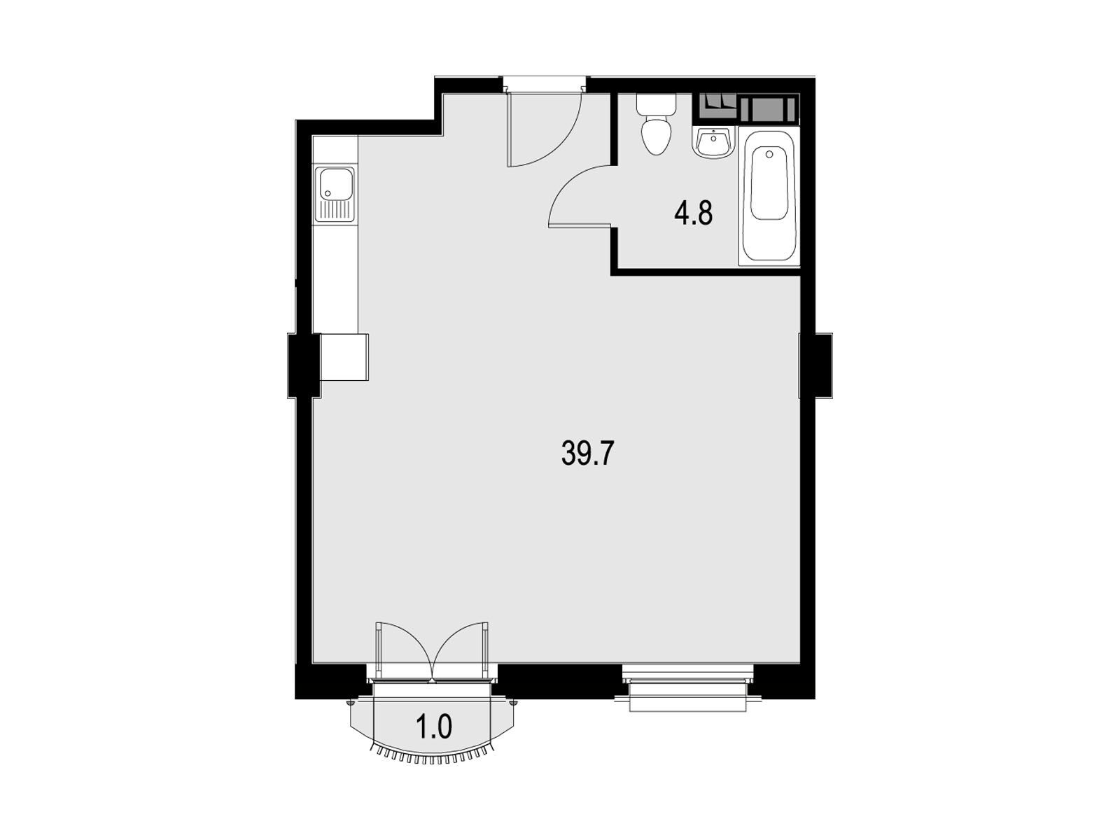 Планировка: 1-комн. квартира 45.50 м² в новостройке Велтон спа Резиденс