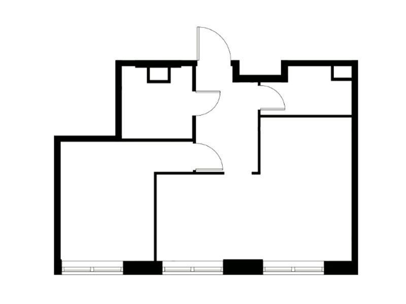 Планировка: 1-комн. квартира 53.90 м² в новостройке Воксхолл