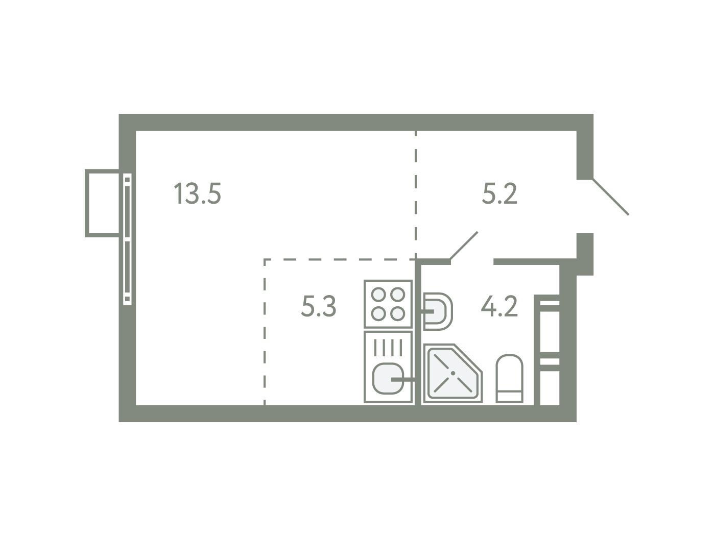 Планировка: Студия 27.60 м² в новостройке Ново-Молоково