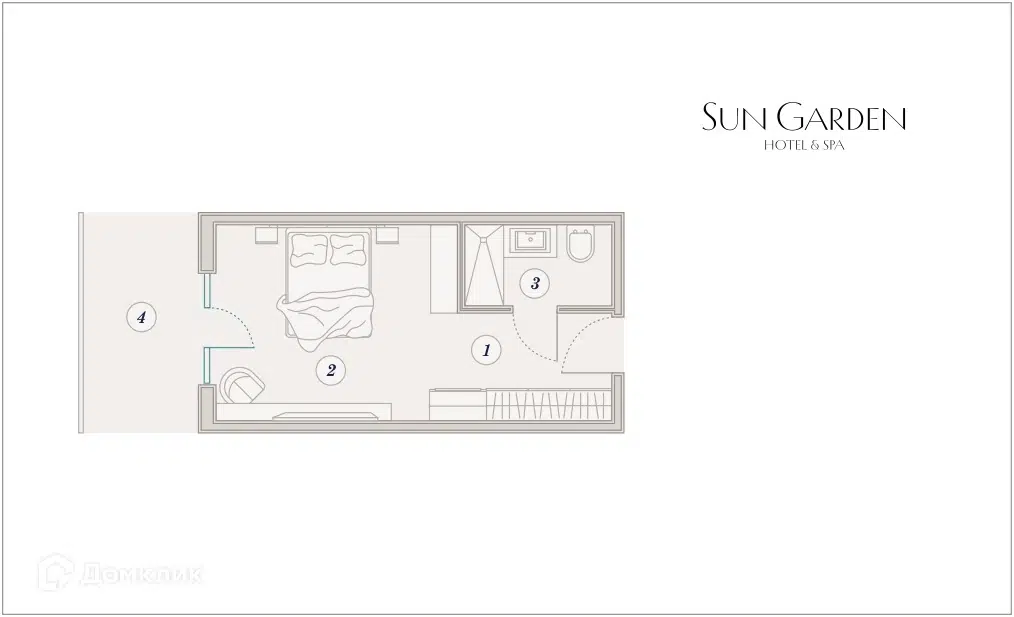 Планировка: 1-комн. квартира 32.30 м² в новостройке Сан Гарден