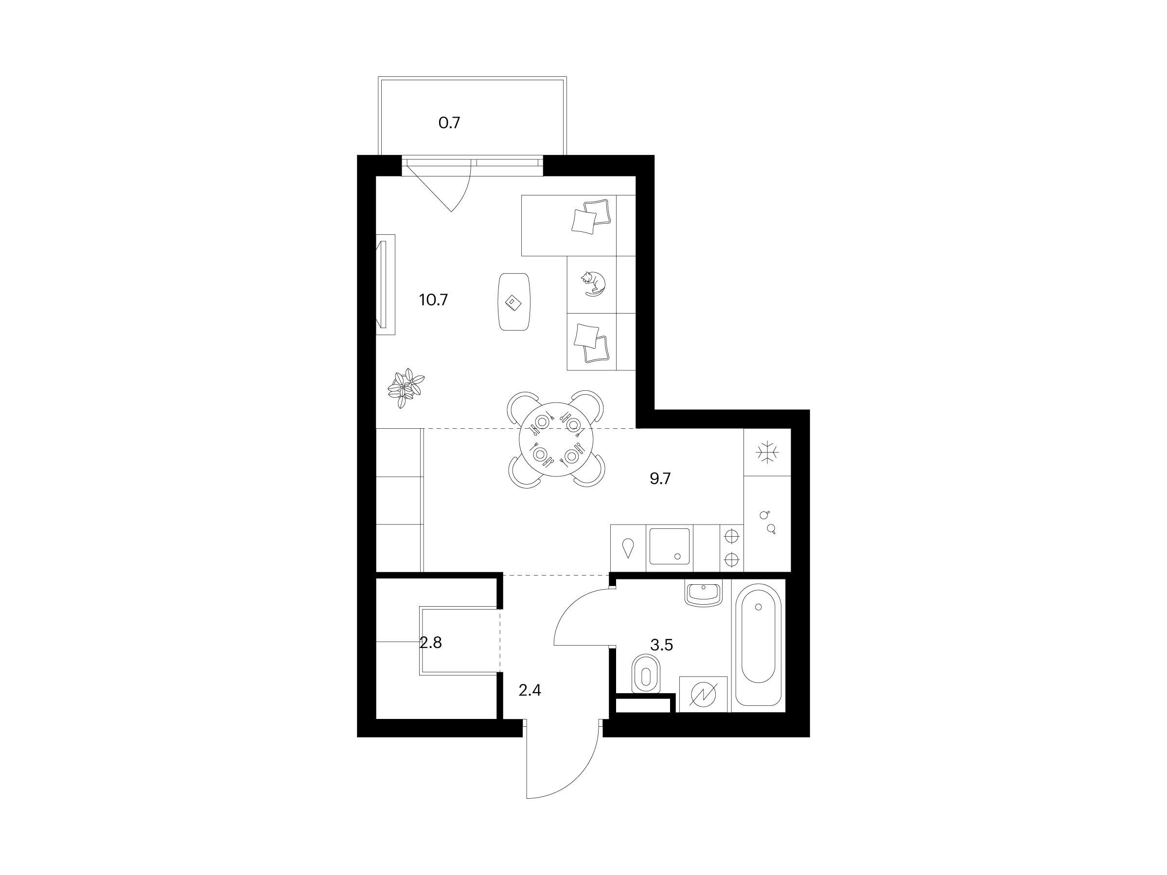 Планировка: Студия 29.40 м² в новостройке Середневский лес