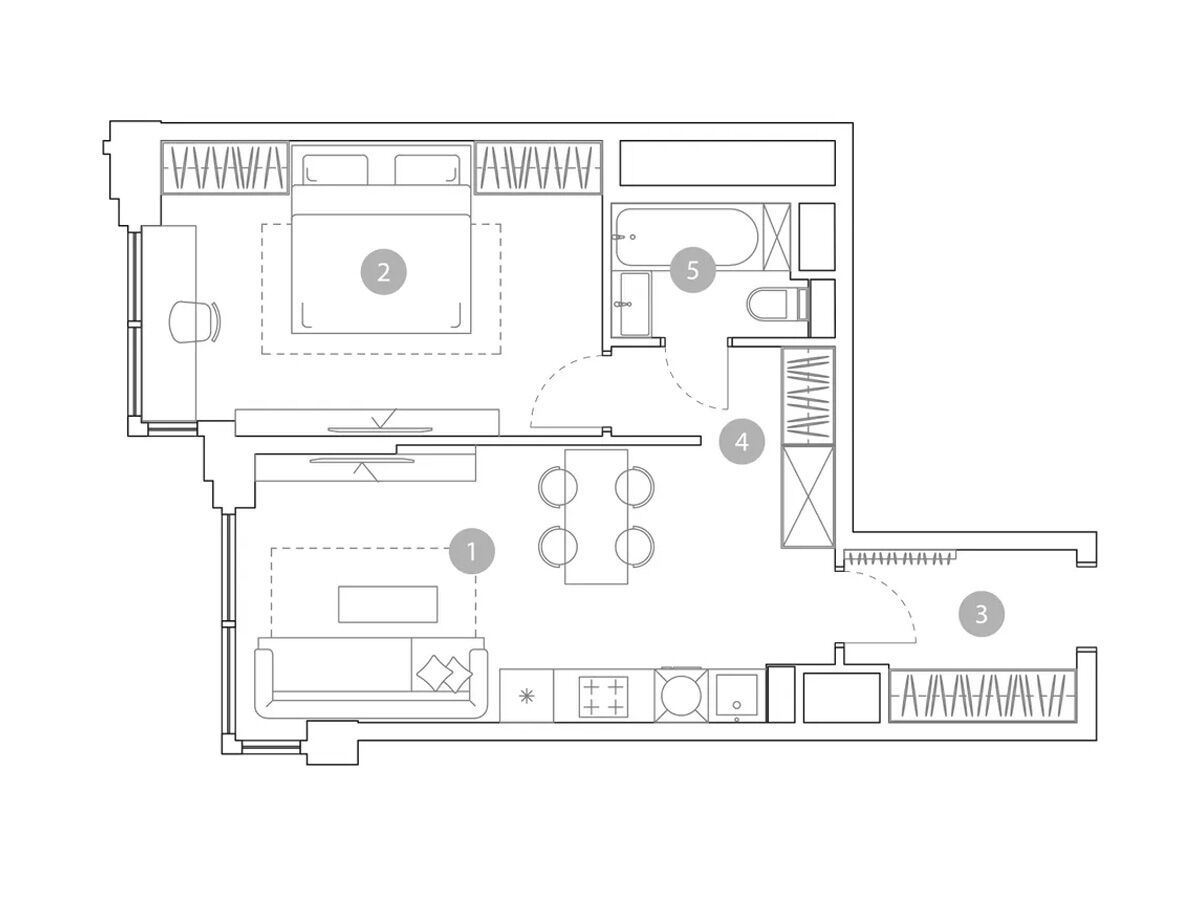 Планировка: 2-комн. квартира 46.20 м² в новостройке Вэри на Миклухо-Маклая