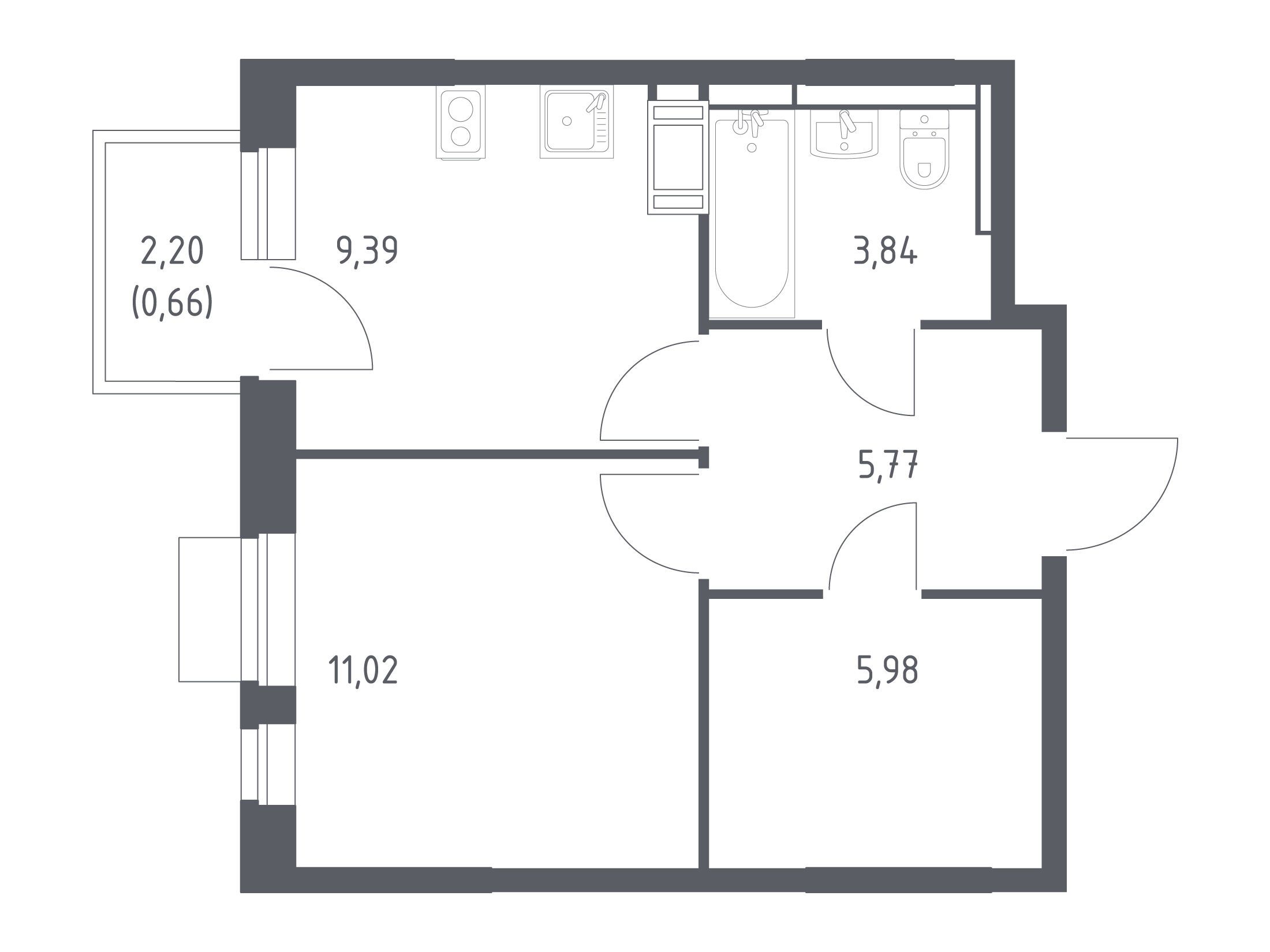 Планировка: 1-комн. квартира 36.66 м² в новостройке ЖК Пятницкие Луга