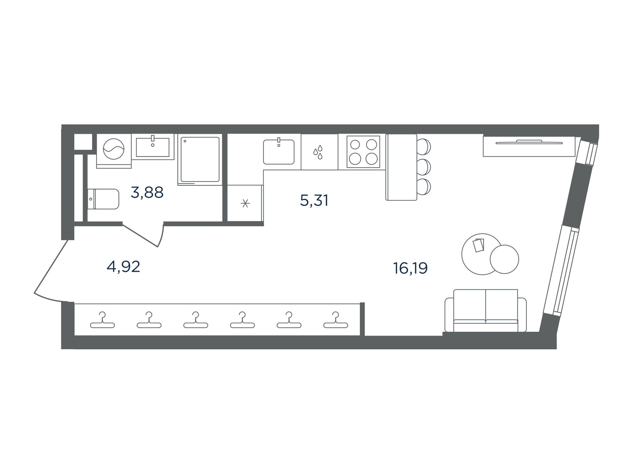 Планировка: 1-комн. квартира 30.30 м² в новостройке Сикрет Гарден