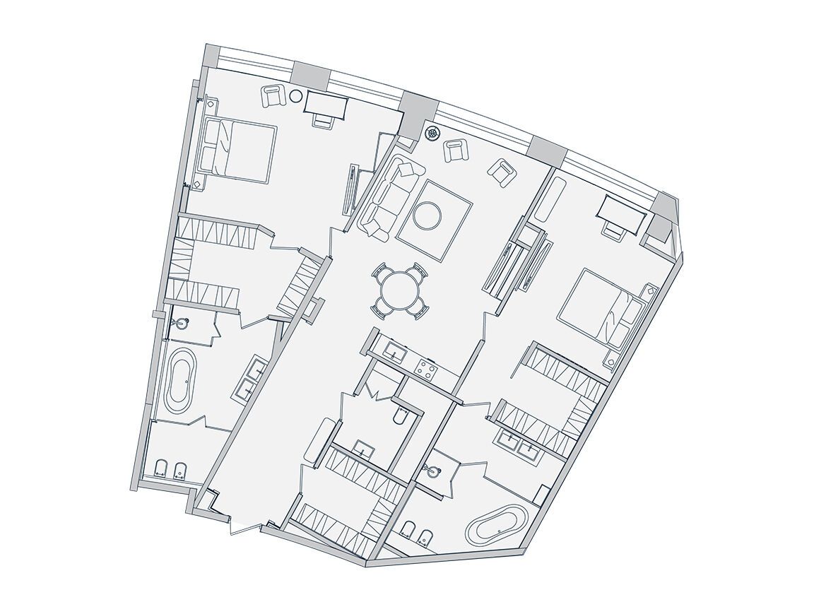 Планировка: 2-комн. квартира 157.70 м² в новостройке ЖК Звезды Арбата