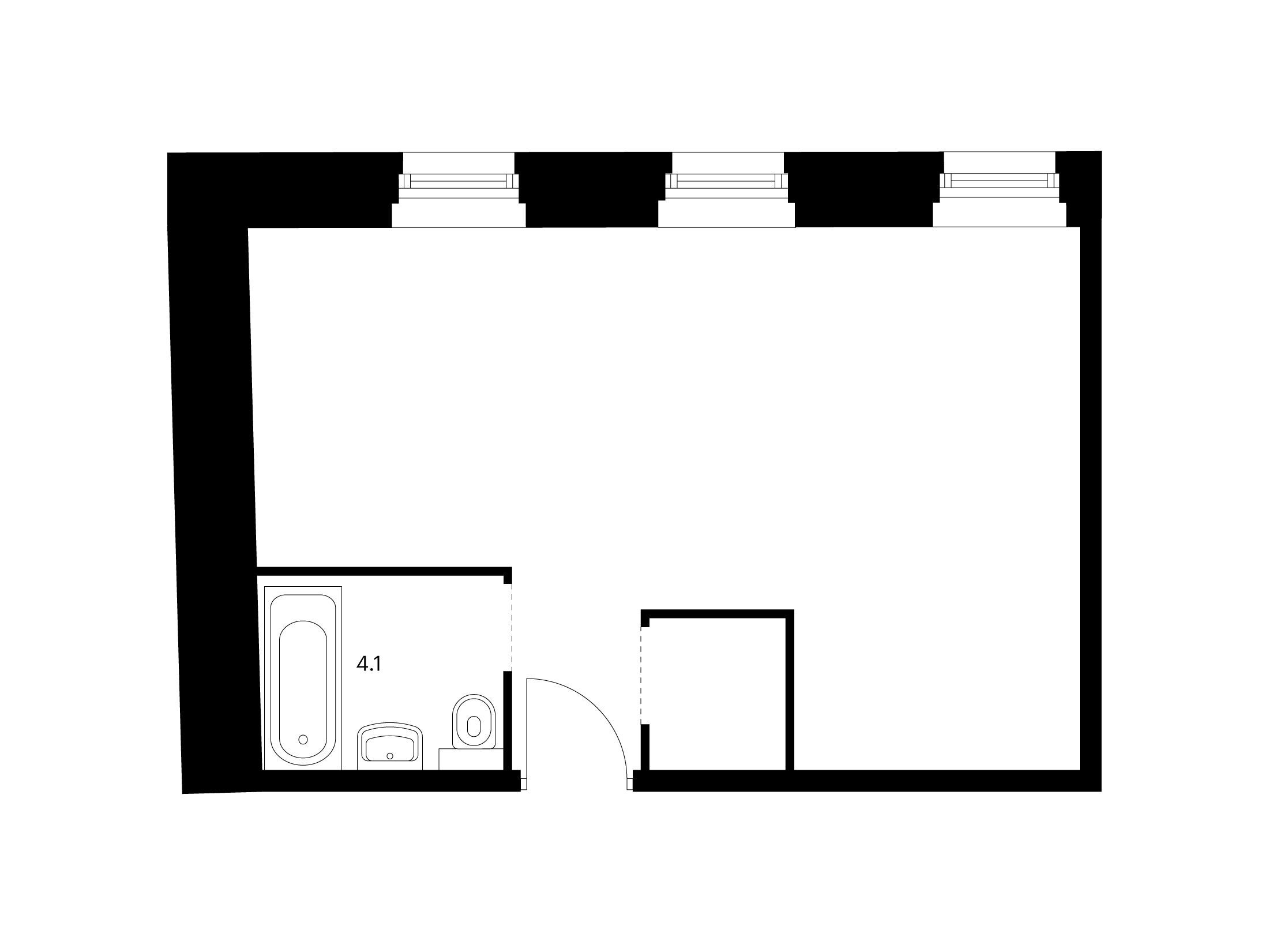 Планировка: 1-комн. квартира 37.70 м² в новостройке Кантемировская 11