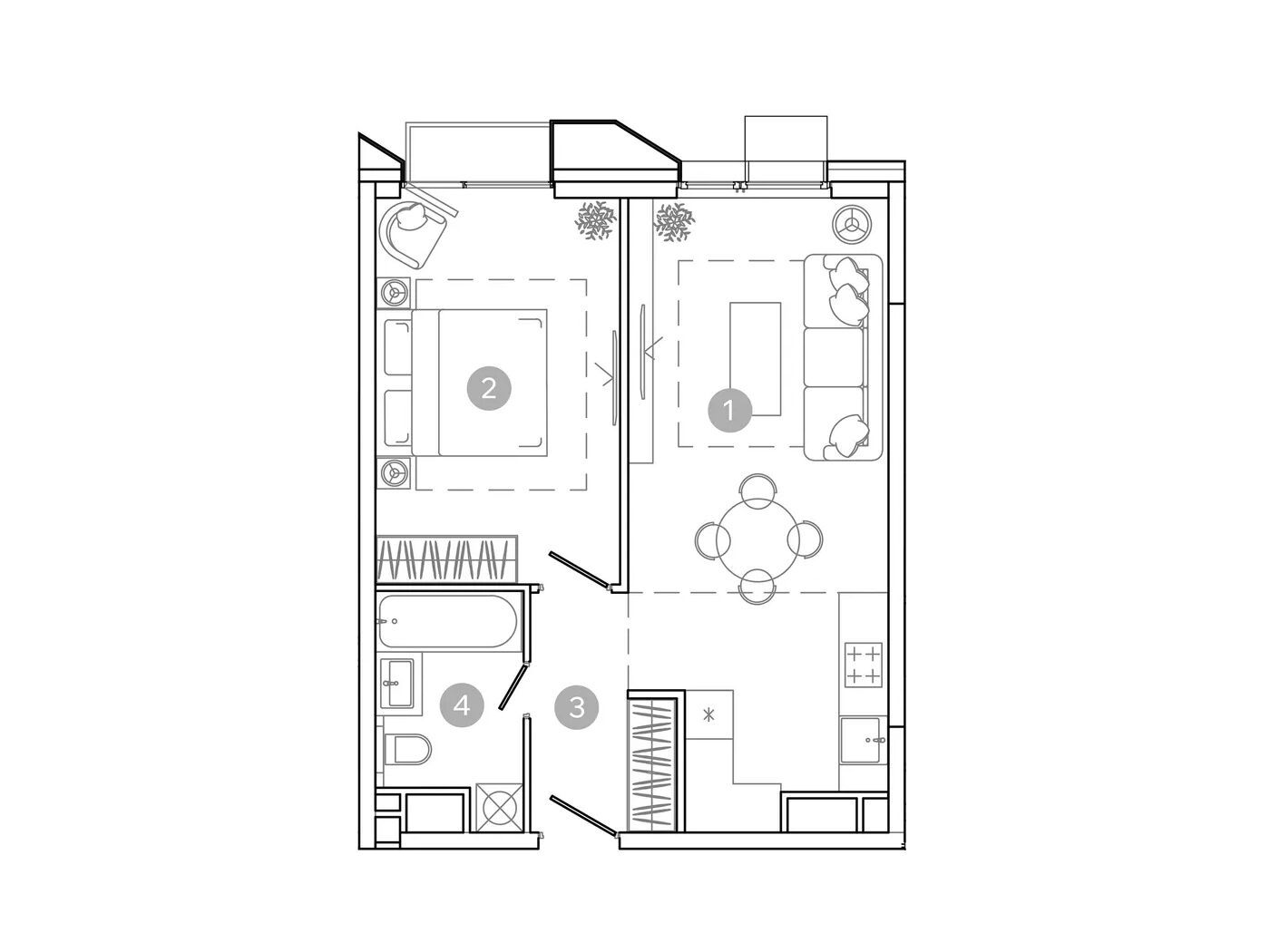 Планировка: 2-комн. квартира 45.70 м² в новостройке Уно.Соколиная гора