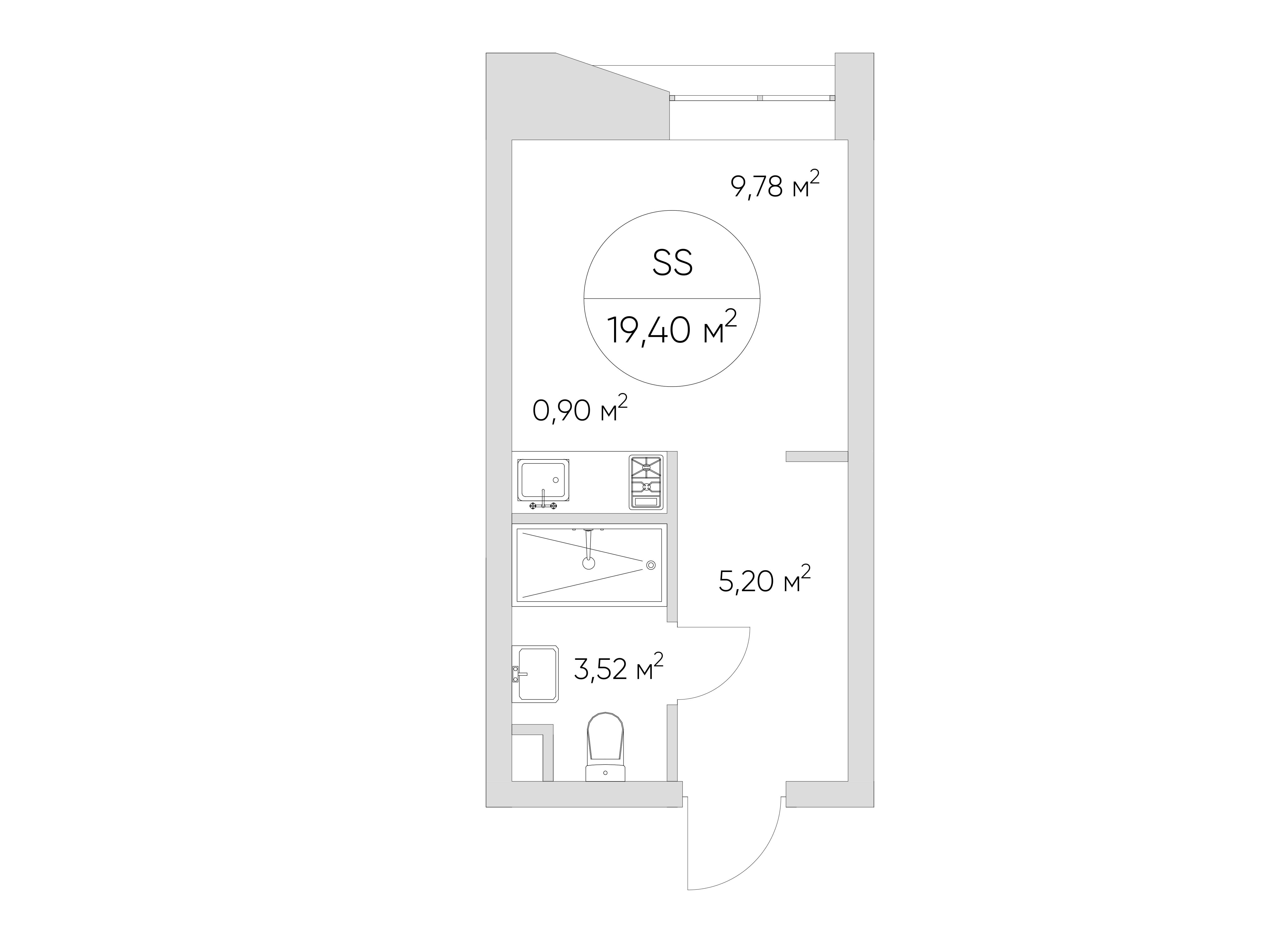 Планировка: Студия 20.10 м² в новостройке Найс Лофт