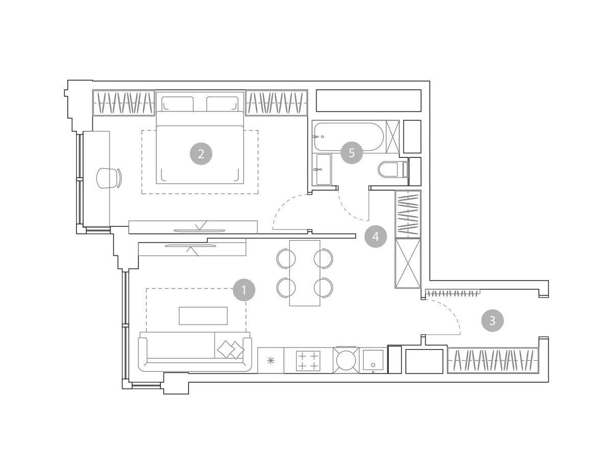 Планировка: 2-комн. квартира 47.30 м² в новостройке Вэри на Миклухо-Маклая