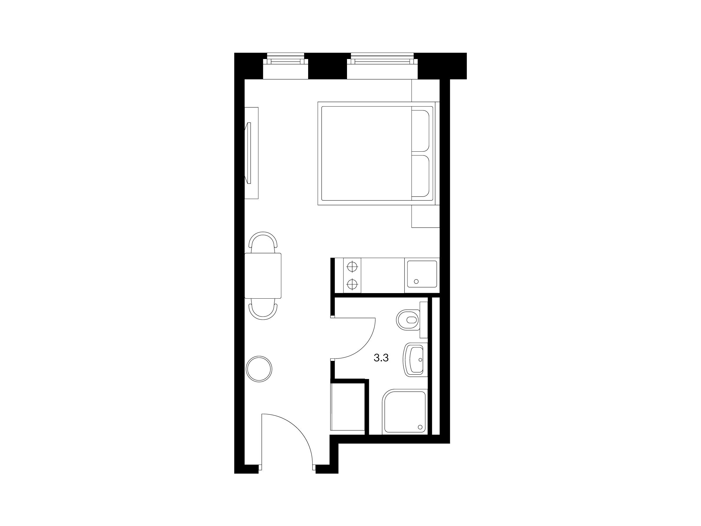 Планировка: Студия 20.90 м² в новостройке Вольта