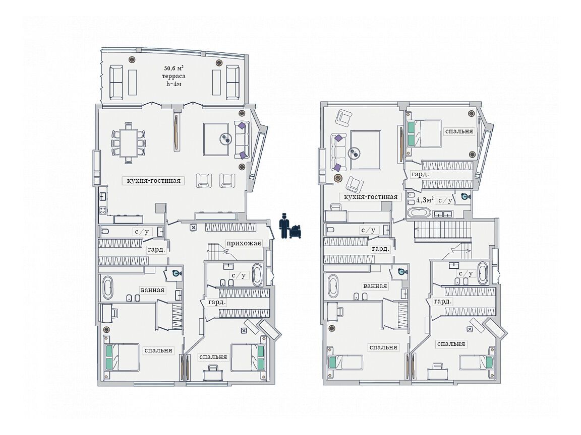 Планировка: 5-комн. квартира 375.00 м² в новостройке ЖК Звезды Арбата