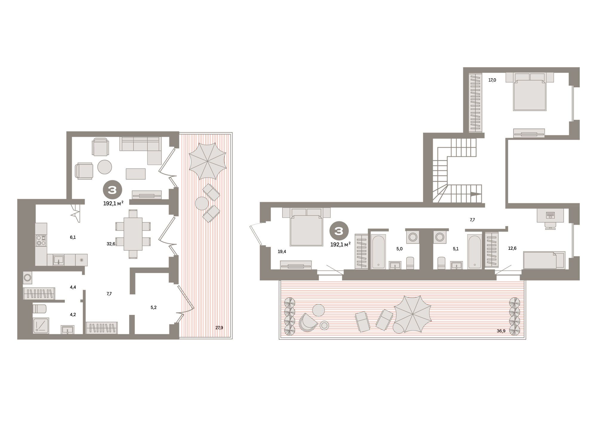 Планировка: 3-комн. квартира 192.10 м² в новостройке Метроном