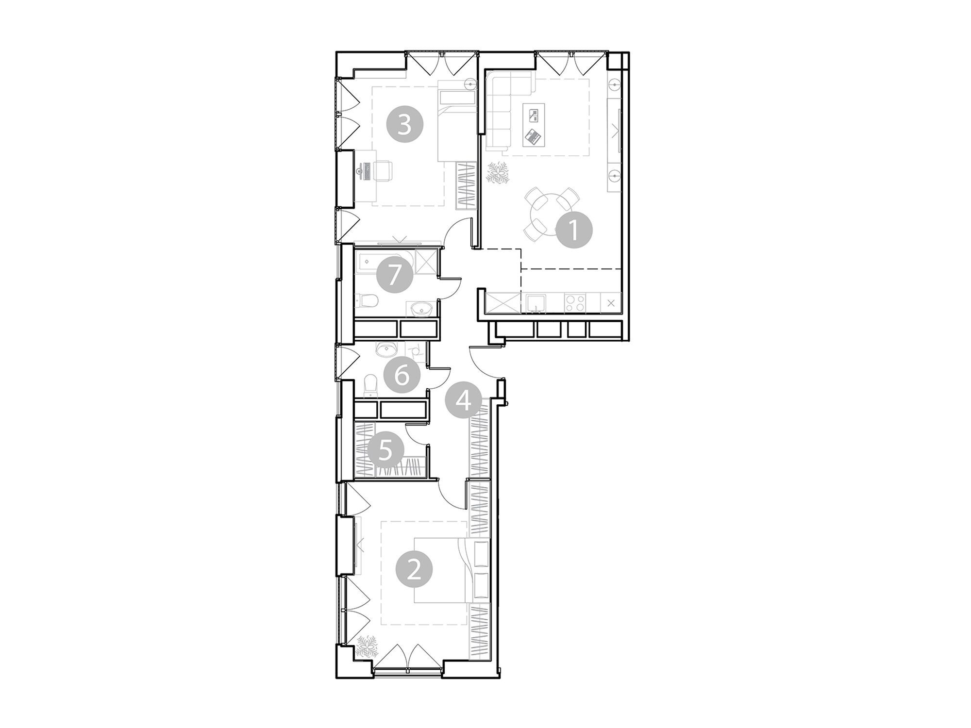 Планировка: 3-комн. квартира 86.65 м² в новостройке Эвопарк Сокольники