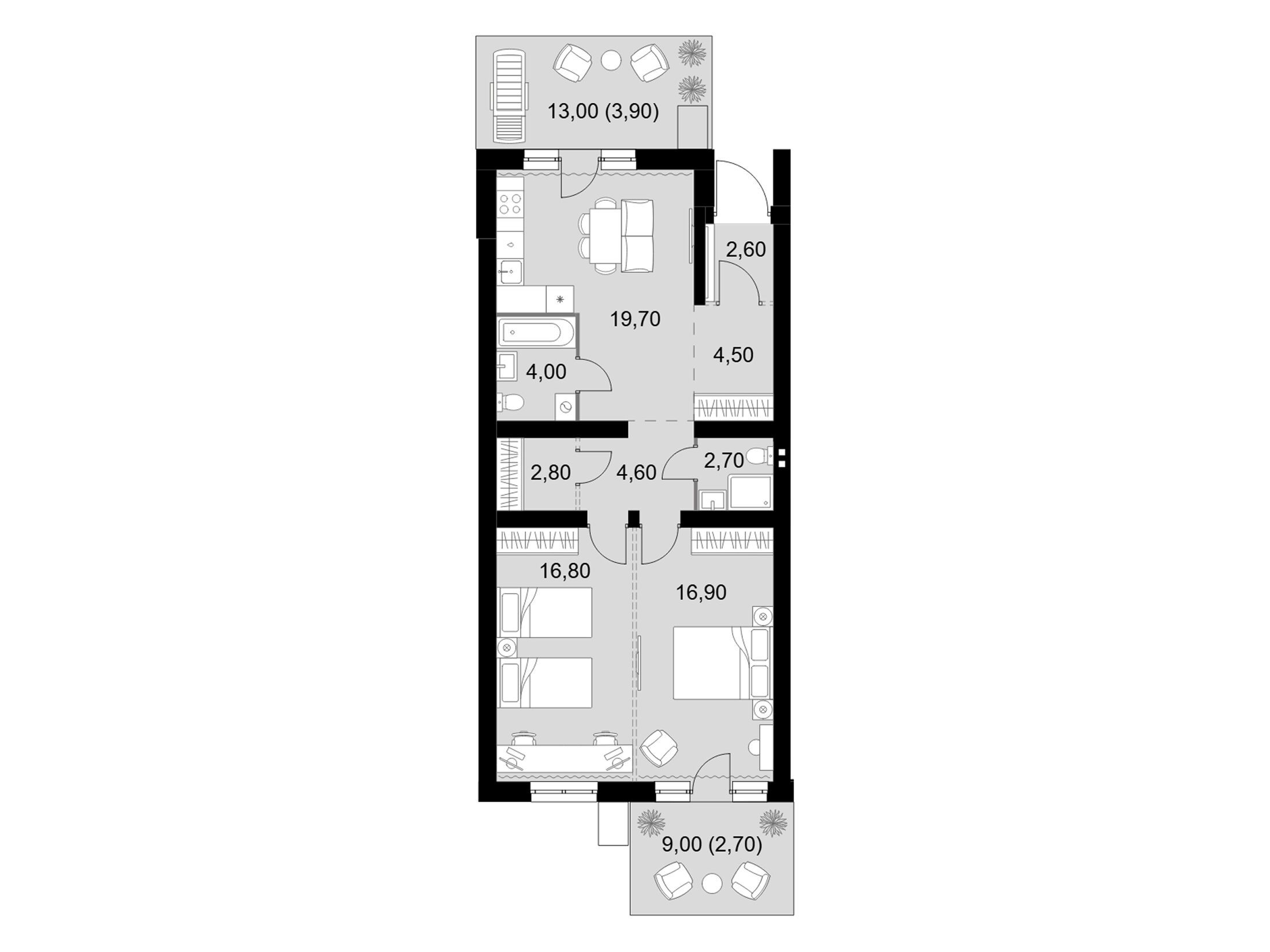 Планировка: 3-комн. квартира 81.20 м² в новостройке Апрелевка Клаб