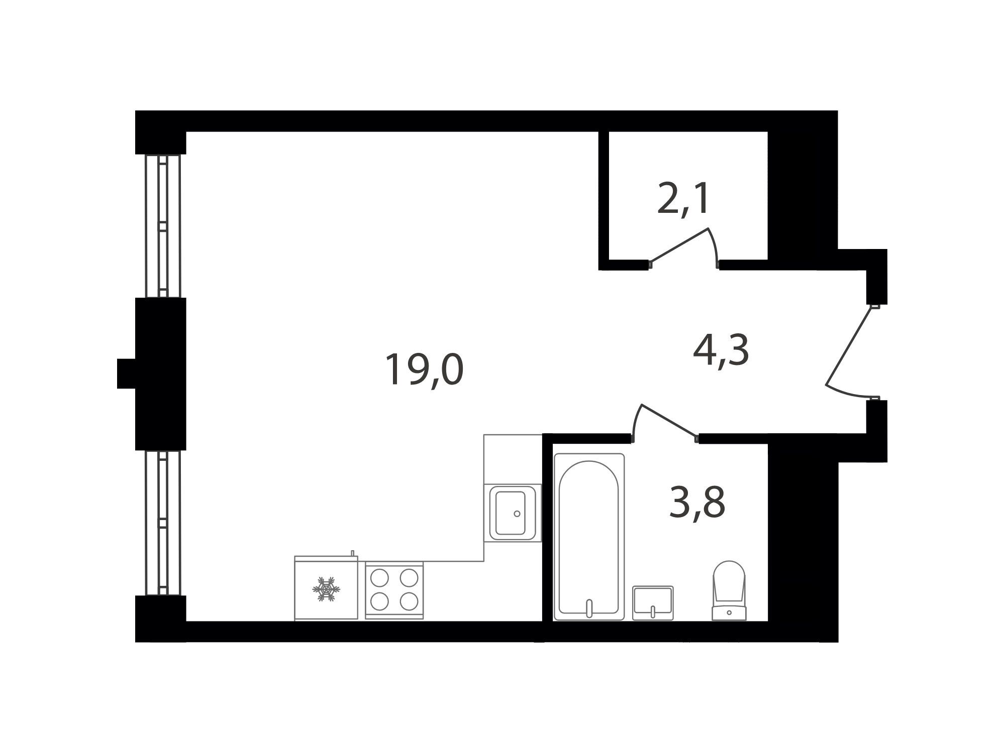 Планировка: Студия 29.70 м² в новостройке Варшавские ворота
