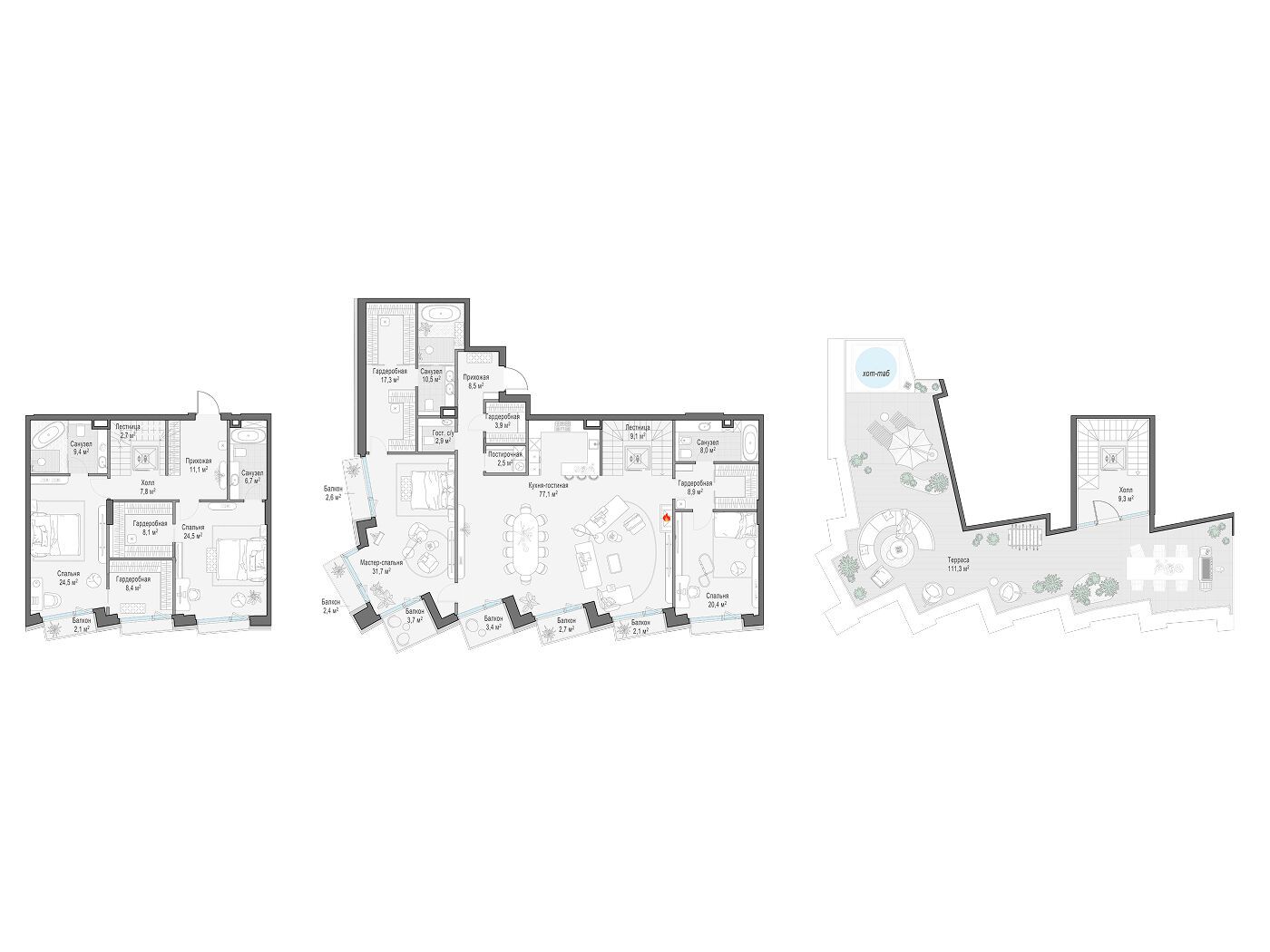 Планировка: 4-комн. квартира 312.20 м² в новостройке Палашёвский 11