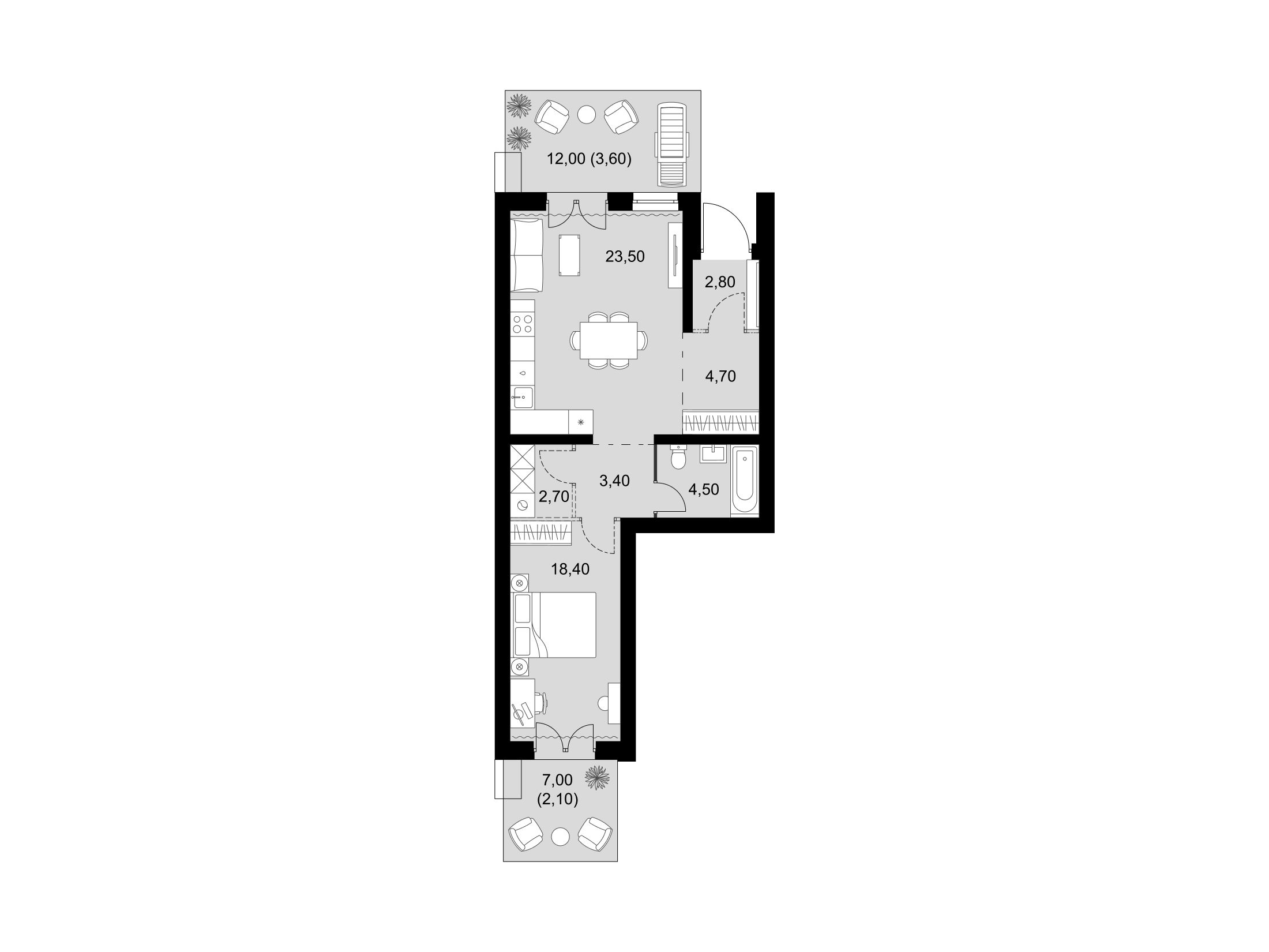 Планировка: 2-комн. квартира 65.70 м² в новостройке Апрелевка Клаб