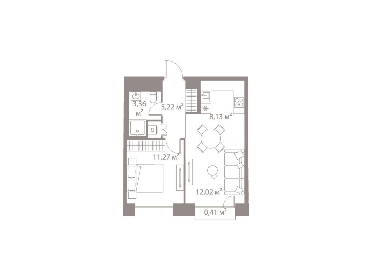 Планировка: 1-комн. квартира 40.31 м² в новостройке Лайф Варшавская