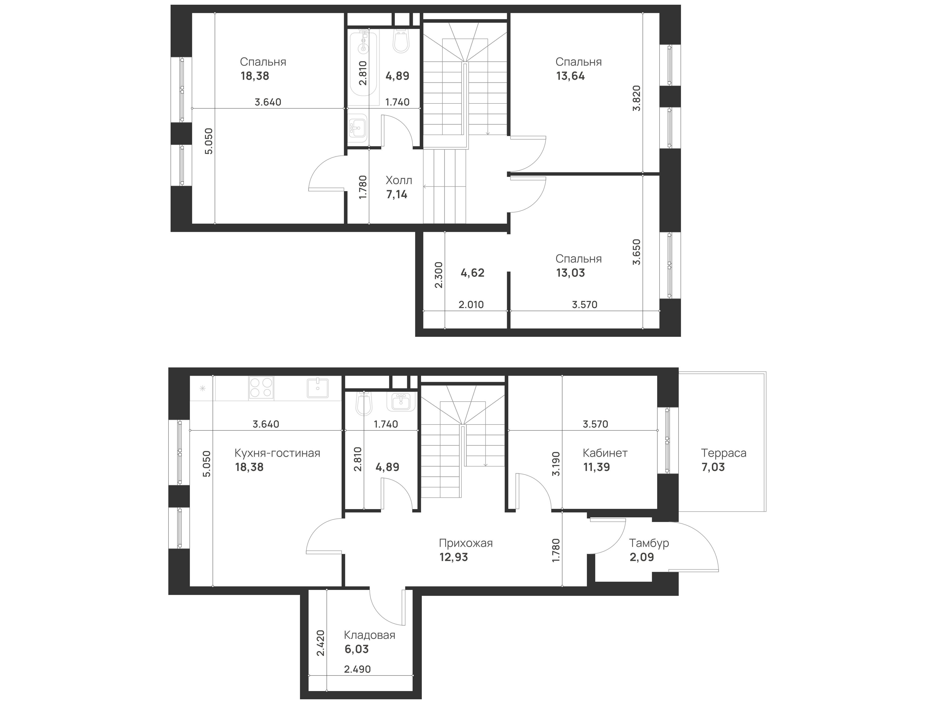 Планировка: 3-комн. квартира 119.52 м² в новостройке Талисман на Рокоссовского
