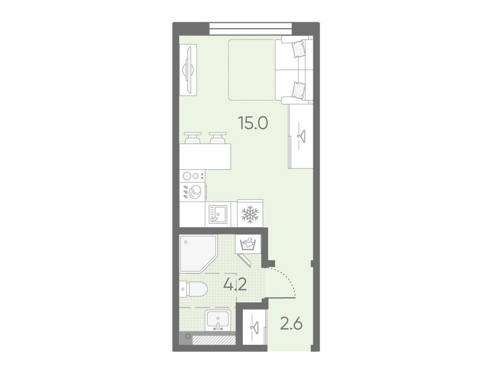 Планировка: Студия 21.80 м² в новостройке Пулково Лайк