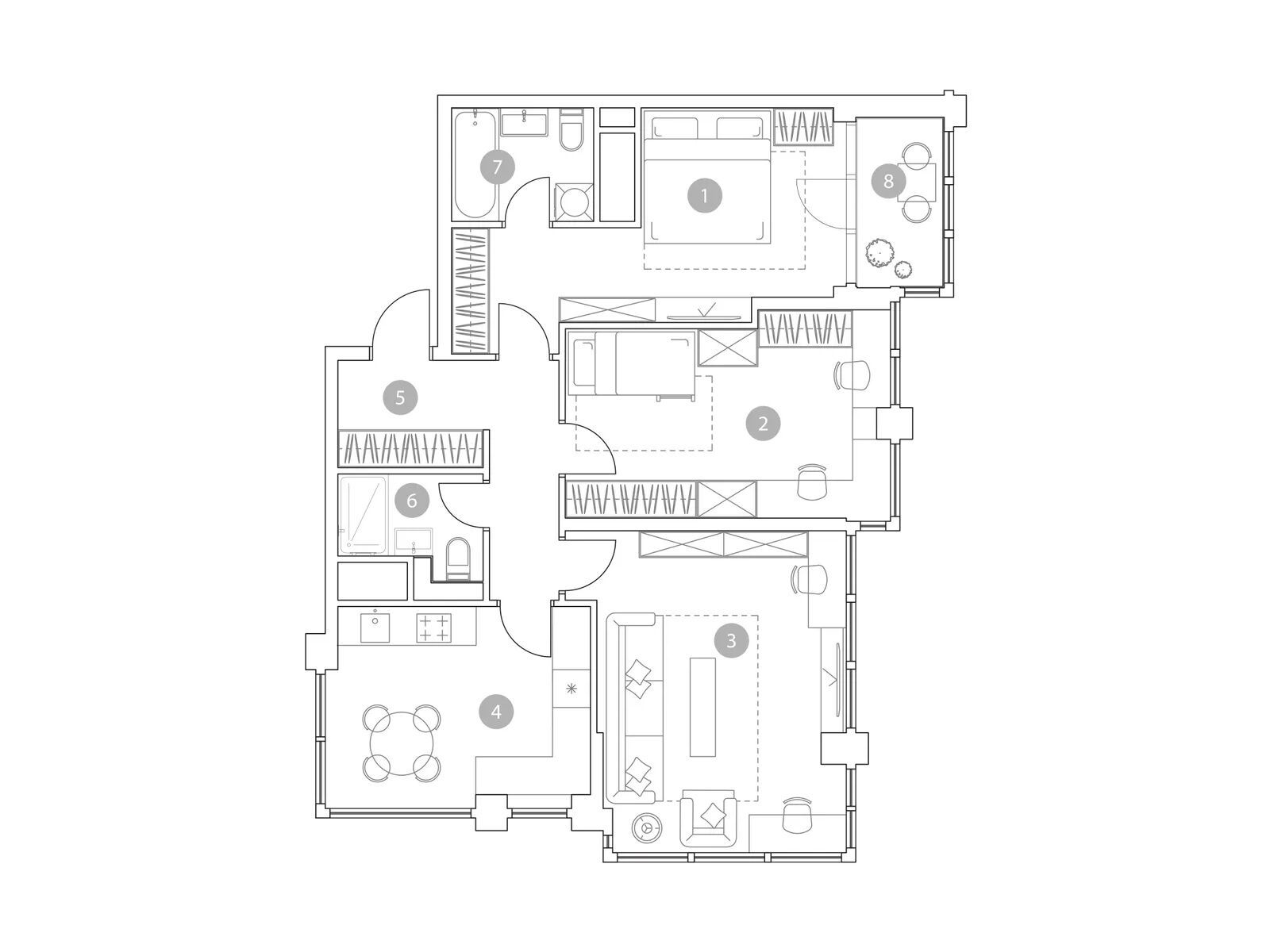 Планировка: 3-комн. квартира 83.20 м² в новостройке Вэри на Миклухо-Маклая