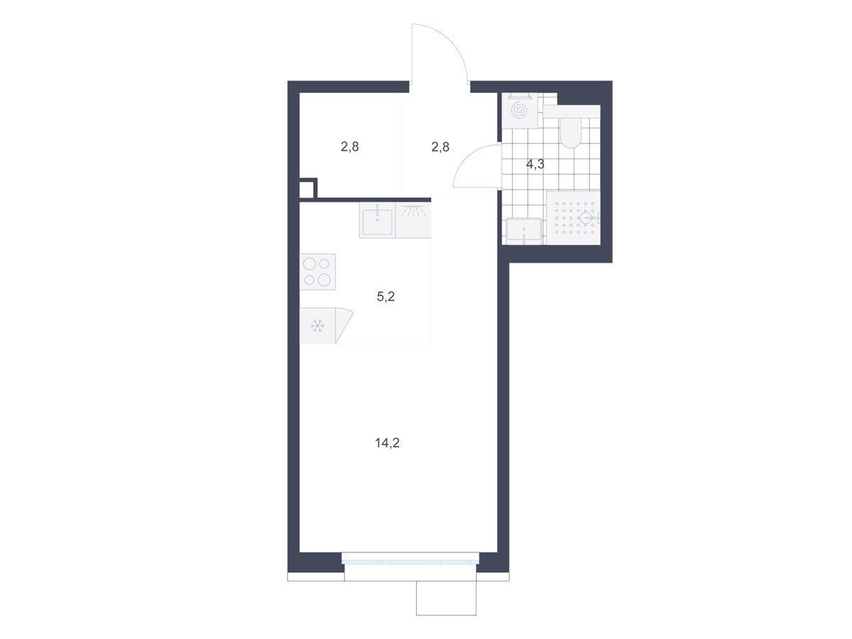 Планировка: Студия 29.30 м² в новостройке Скандинавия