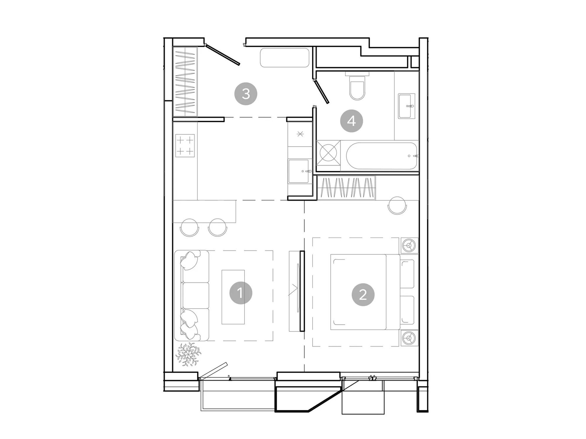 Планировка: 2-комн. квартира 43.50 м² в новостройке Уно.Соколиная гора