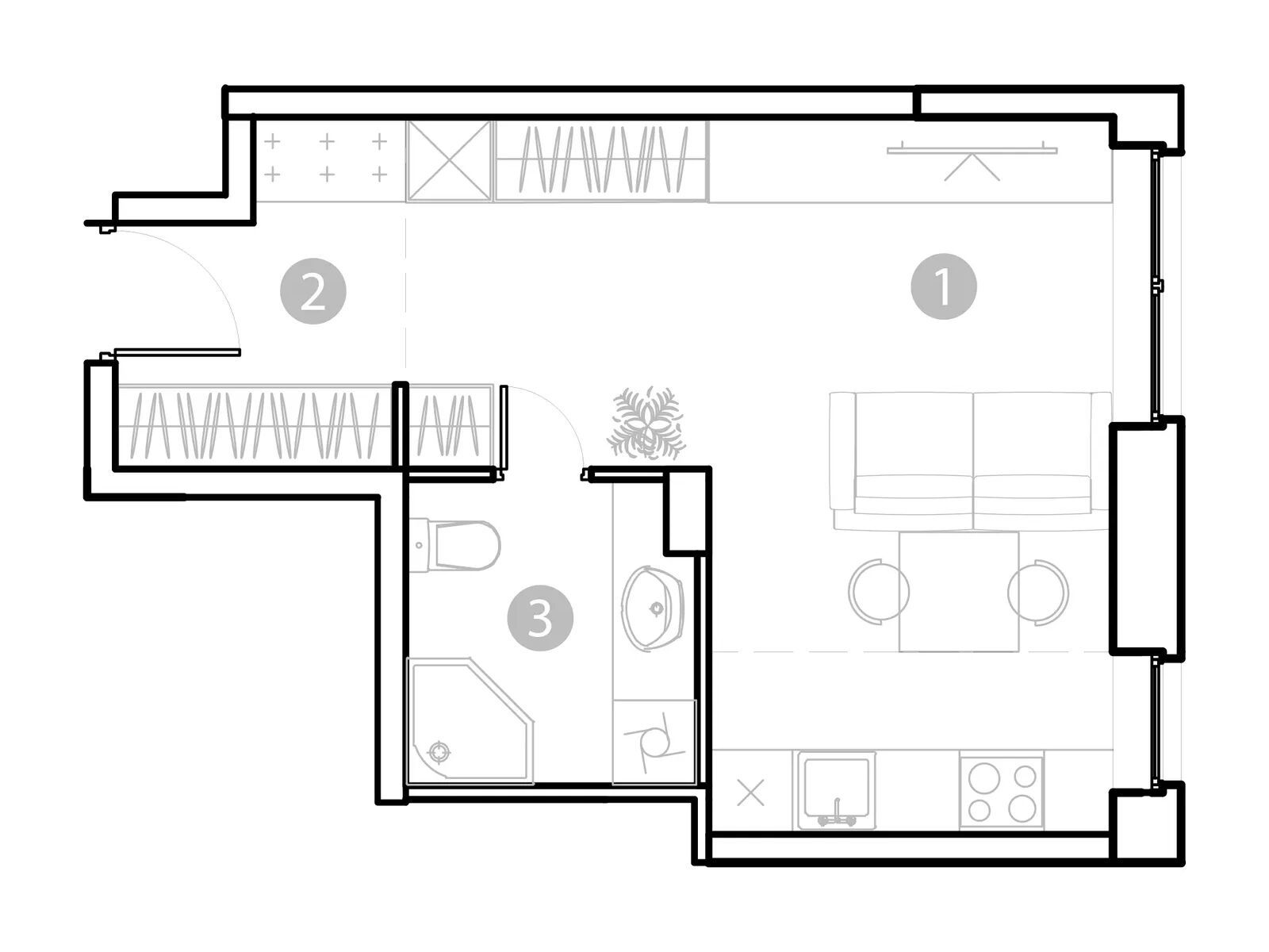 Планировка: Студия 29.41 м² в новостройке Эвопарк Сокольники