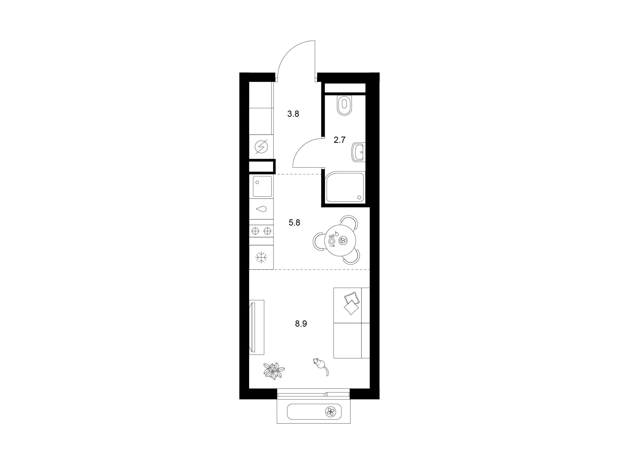 Планировка: Студия 21.20 м² в новостройке Саларьево парк